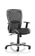 Victor II Executive Chair Black Leather Black Mesh With Arms