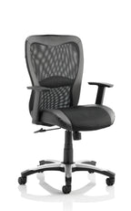 Victor II Executive Chair Black Leather Black Mesh With Arms
