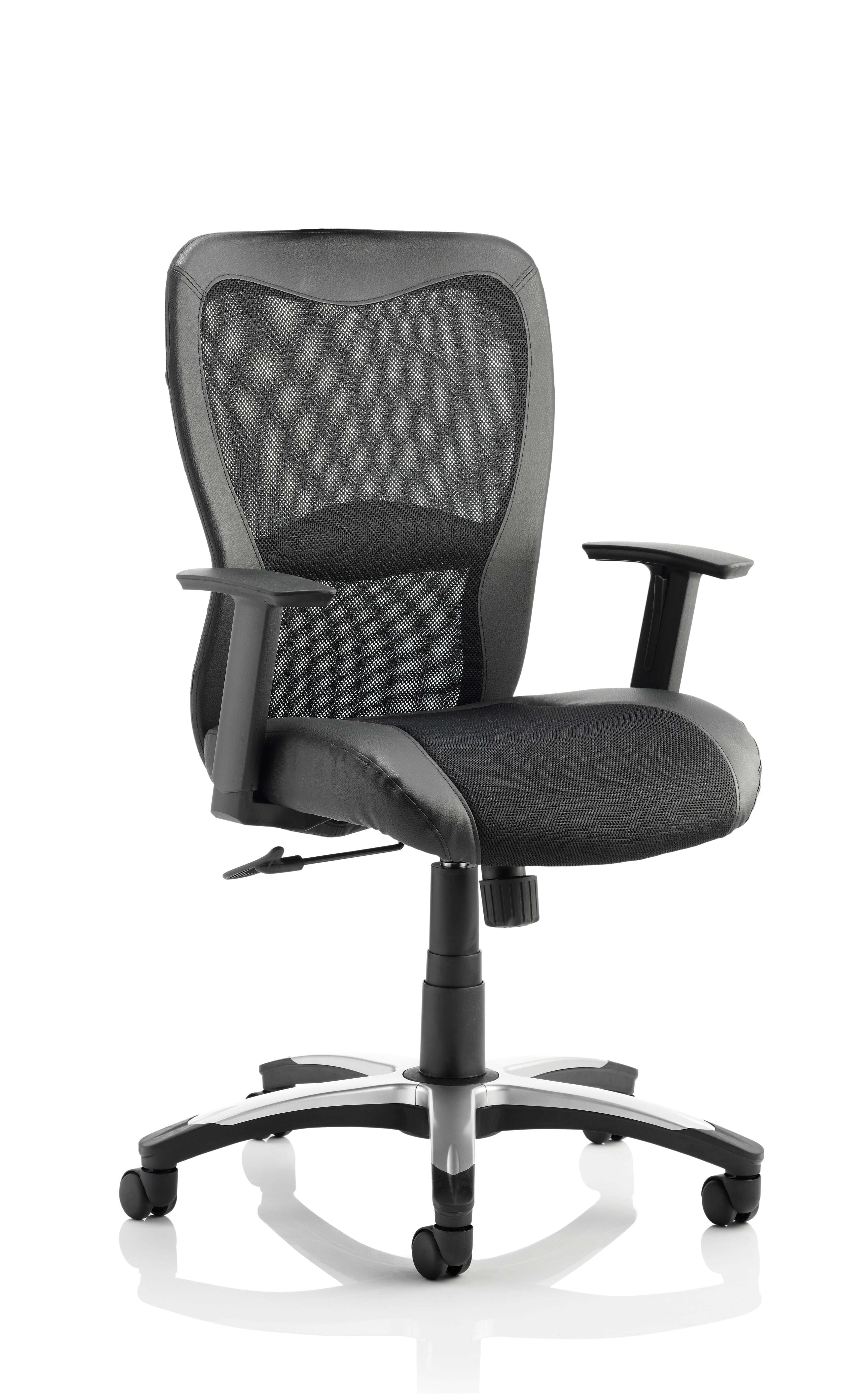 Victor II Executive Chair Black Leather Black Mesh With Arms