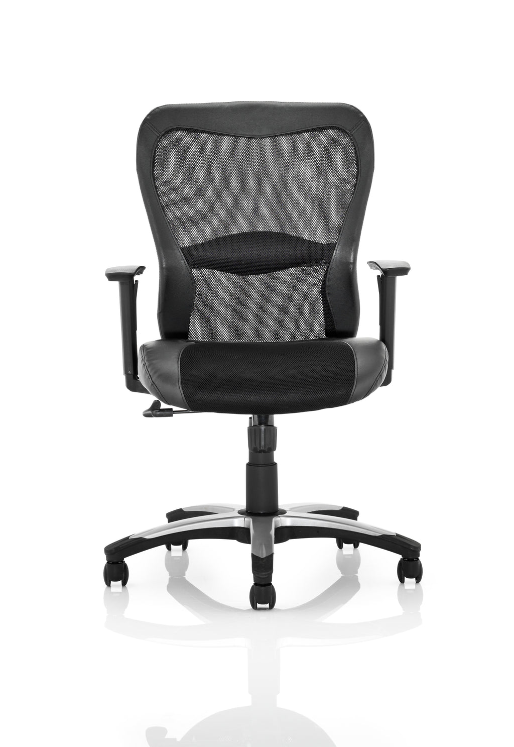 Victor II Executive Chair Black Leather Black Mesh With Arms