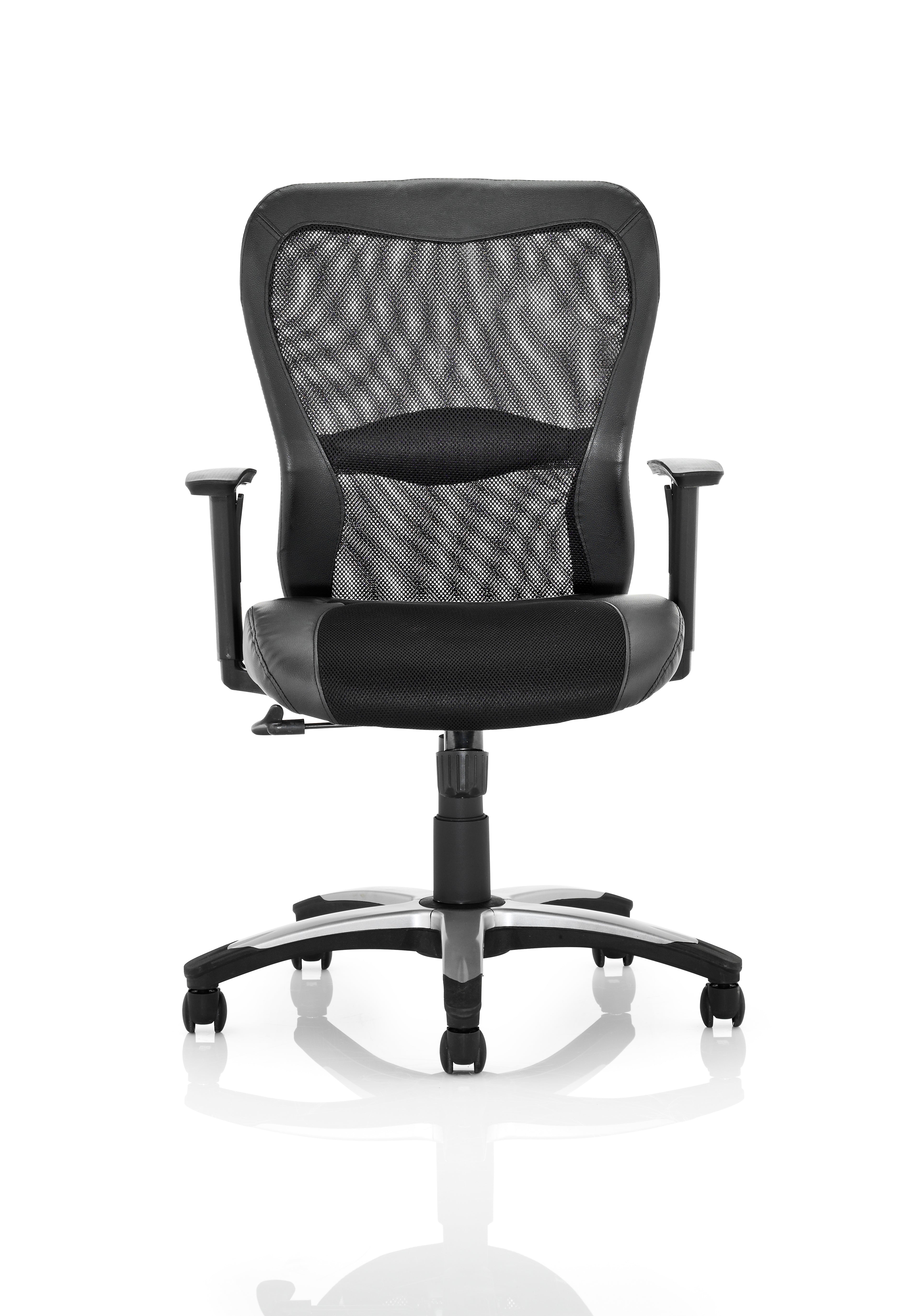 Victor II Executive Chair Black Leather Black Mesh With Arms