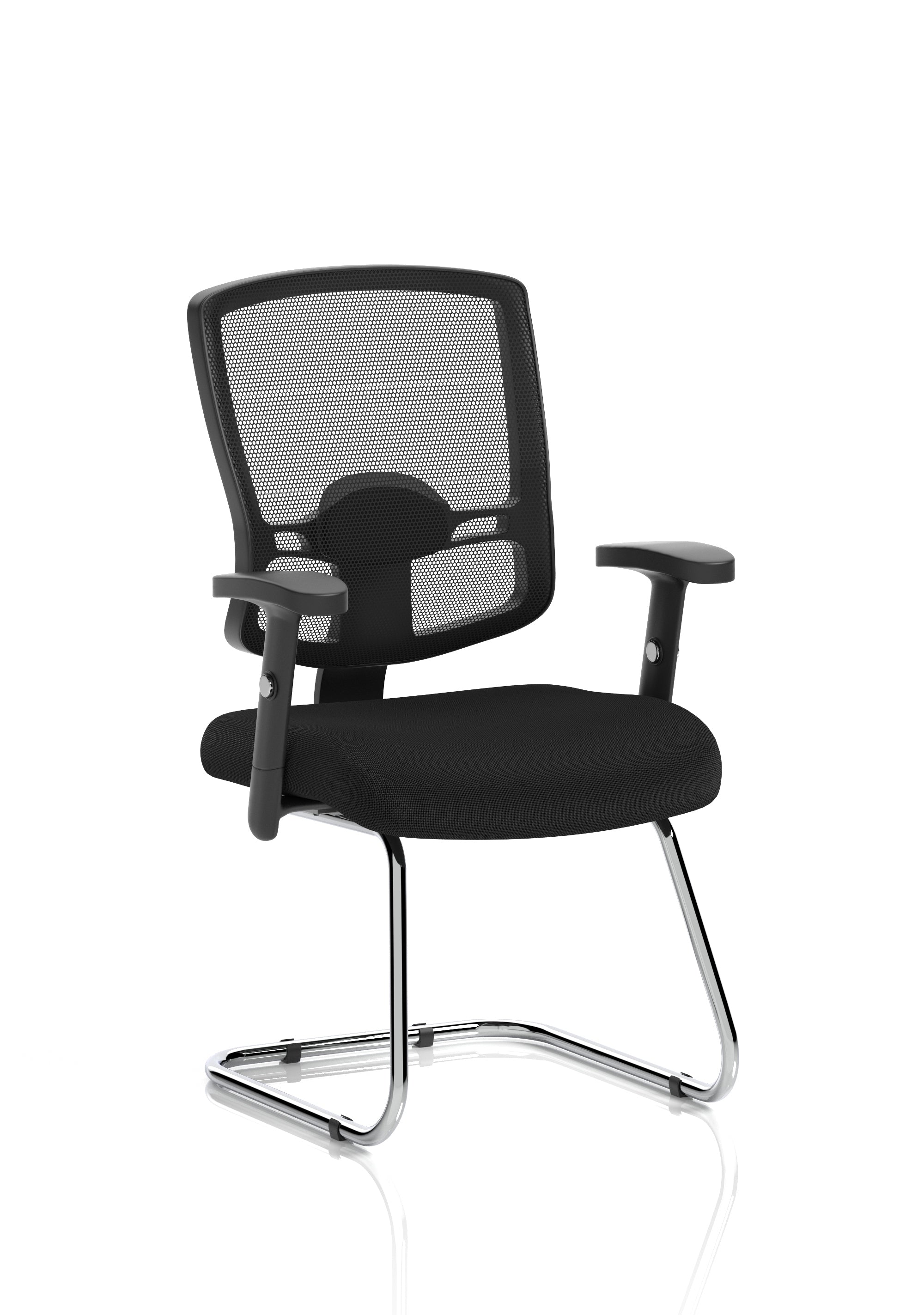 Portland Cantilever Chair Black Mesh With Arms