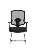 Portland Cantilever Chair Black Mesh With Arms