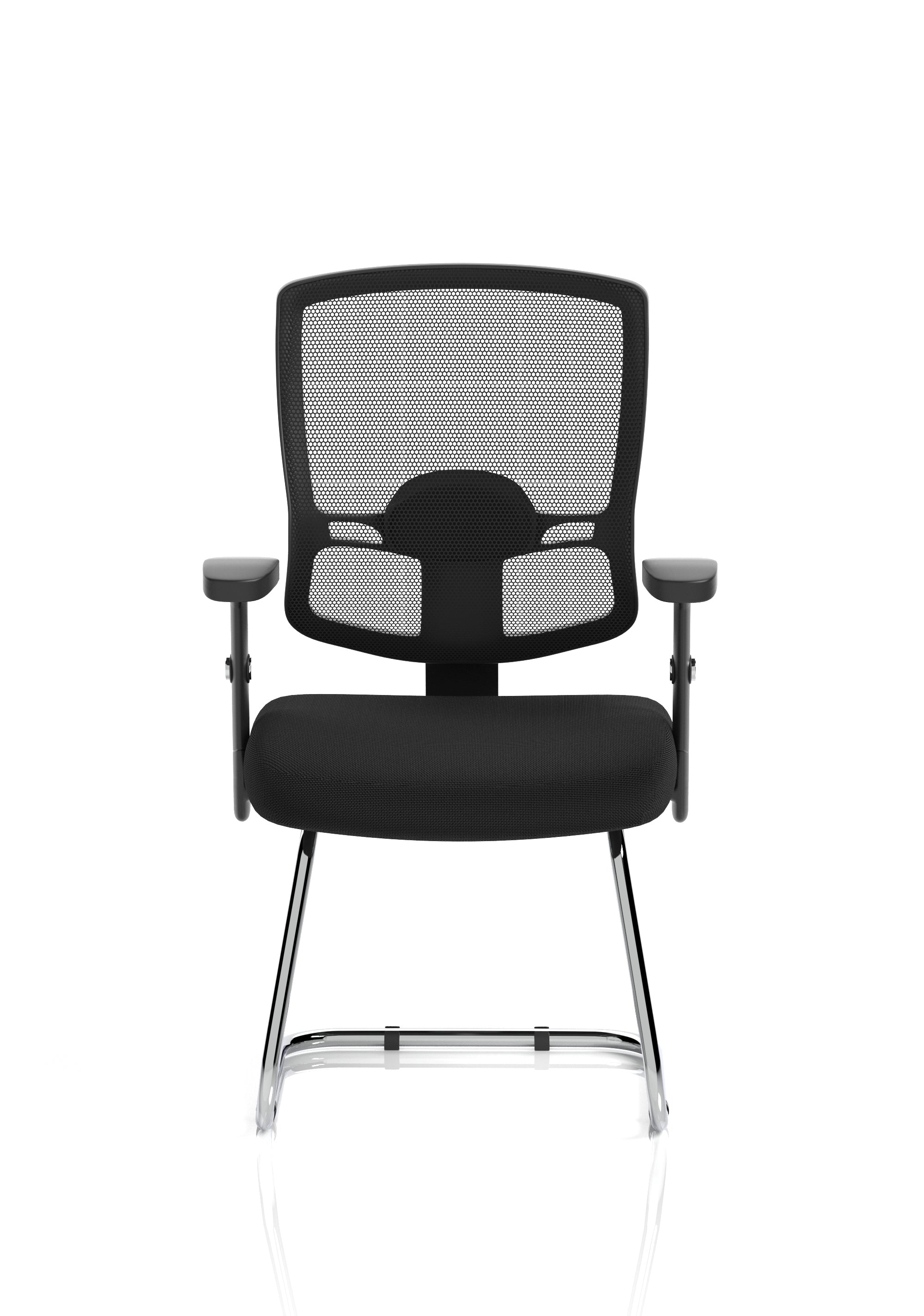 Portland Cantilever Chair Black Mesh With Arms