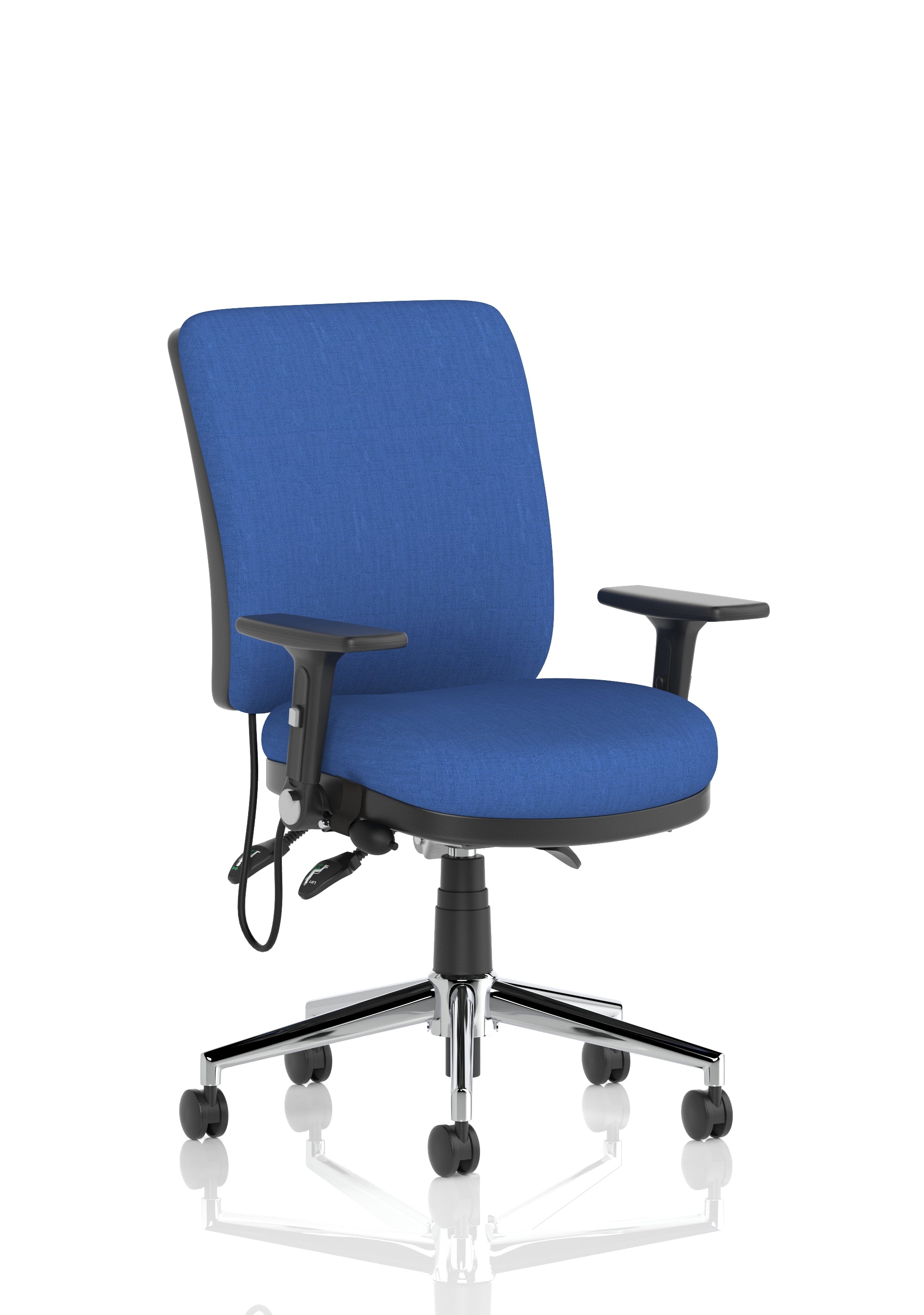Chiro Medium Back With Height Adjustable And Folding Arms Blue