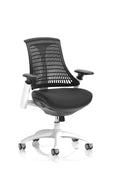 Flex Task Operator Chair White Frame Black Fabric Seat Black Back