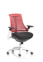 Flex Task Operator Chair White Frame Black Fabric Seat Red Back