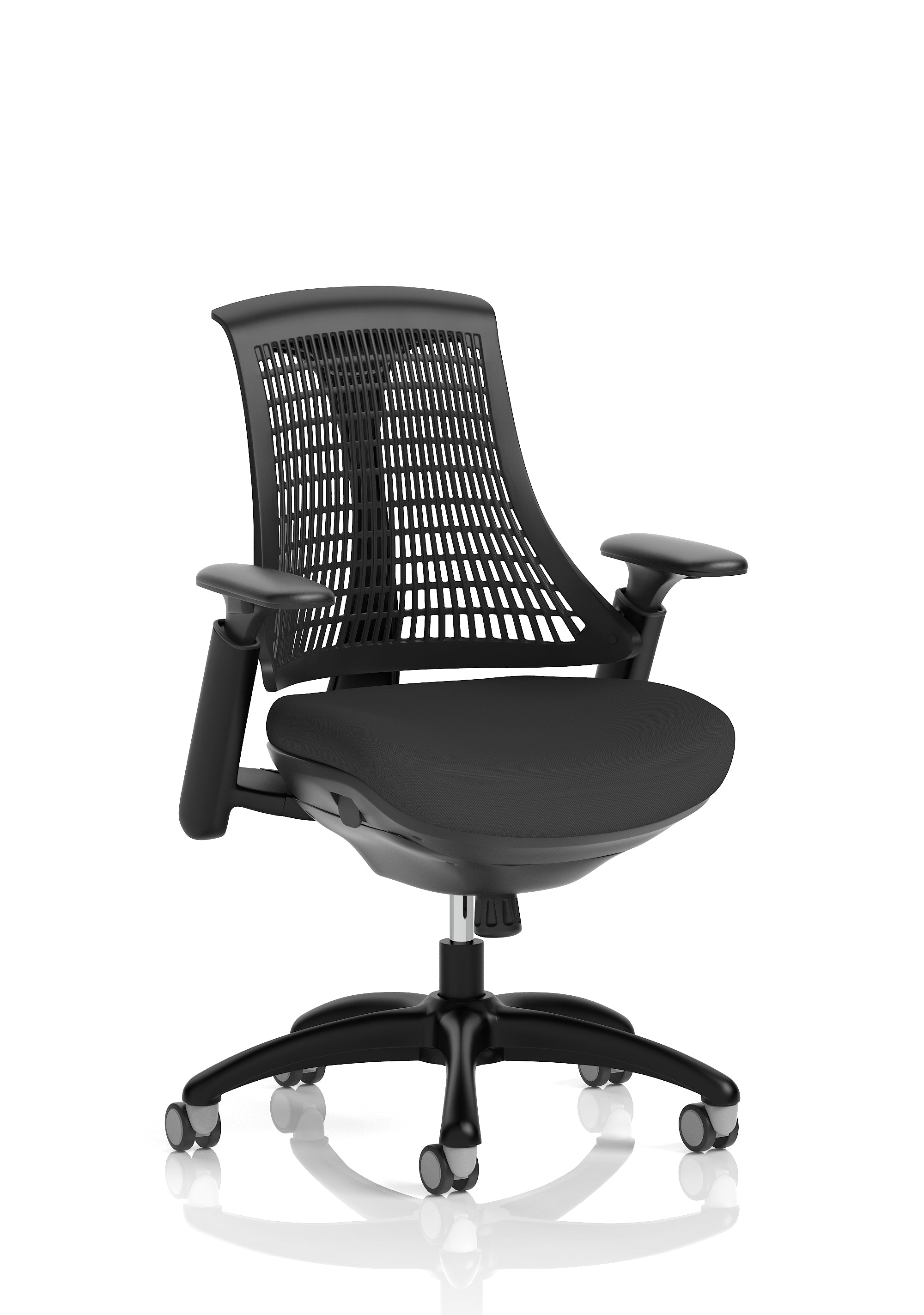Flex Task Operator Chair Black Frame Black Fabric Seat Black Back
