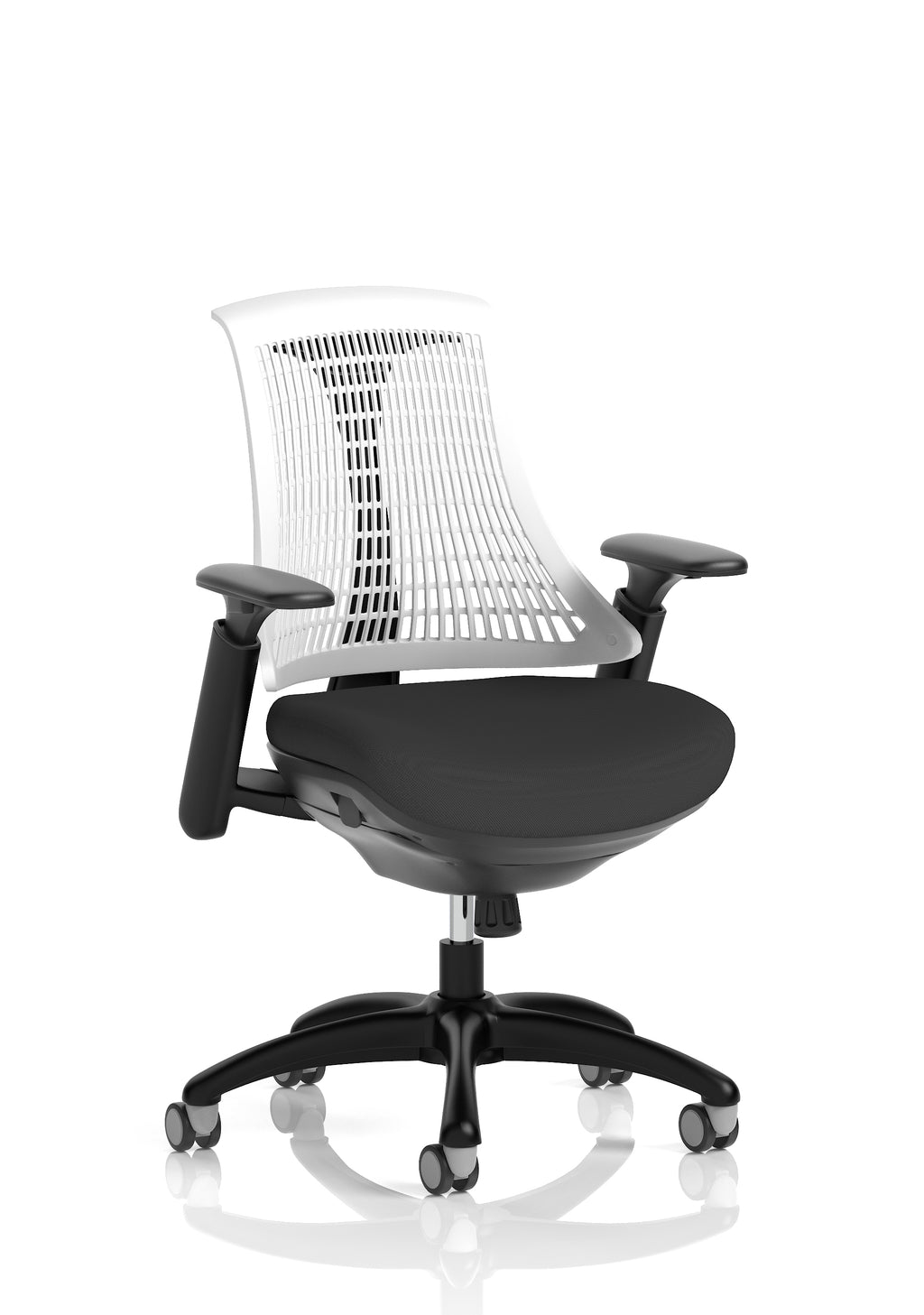 Flex Task Operator Chair Black Frame Black Fabric Seat Moonstone White Back