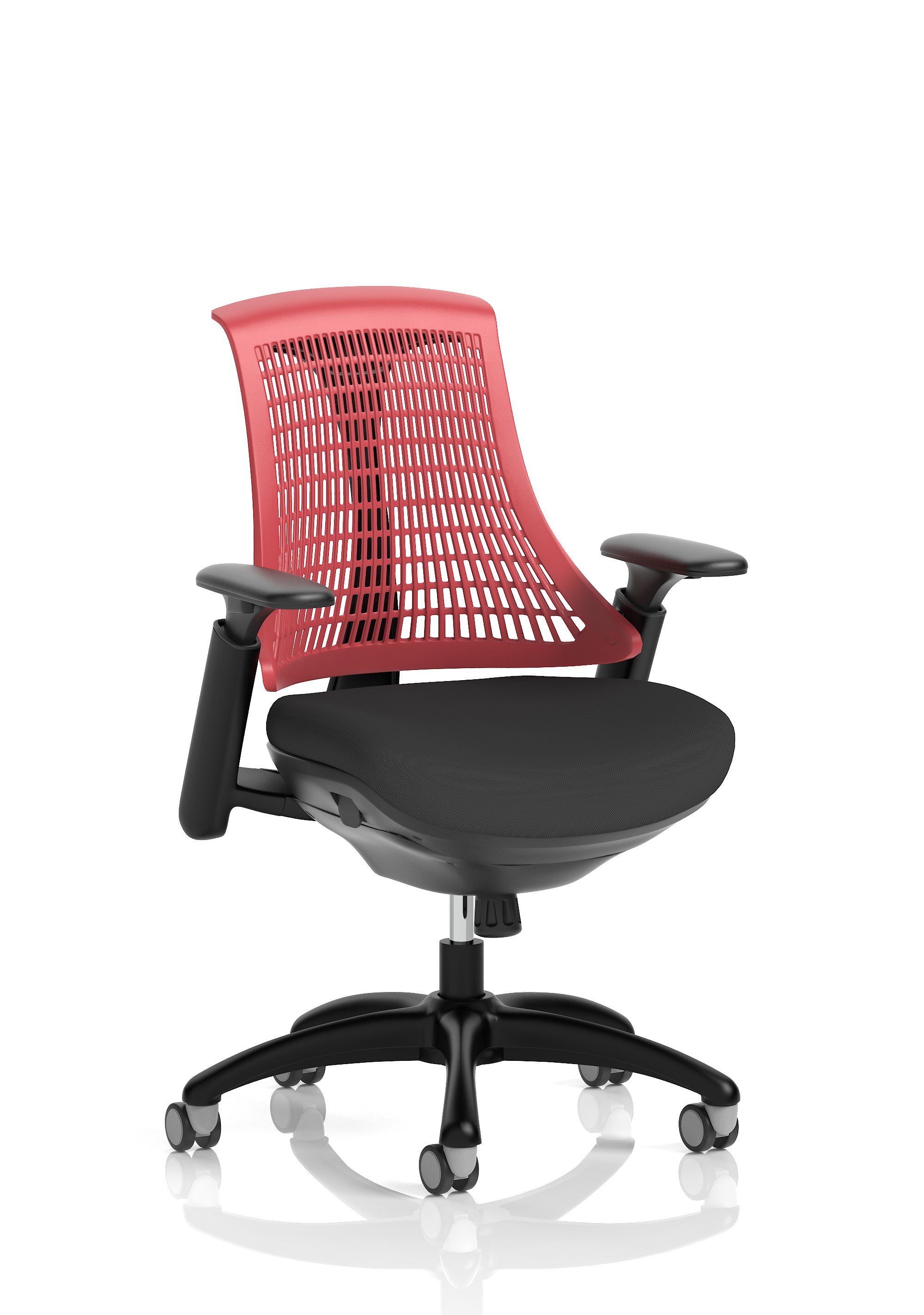 Flex Task Operator Chair Black Frame Black Fabric Seat Red Back