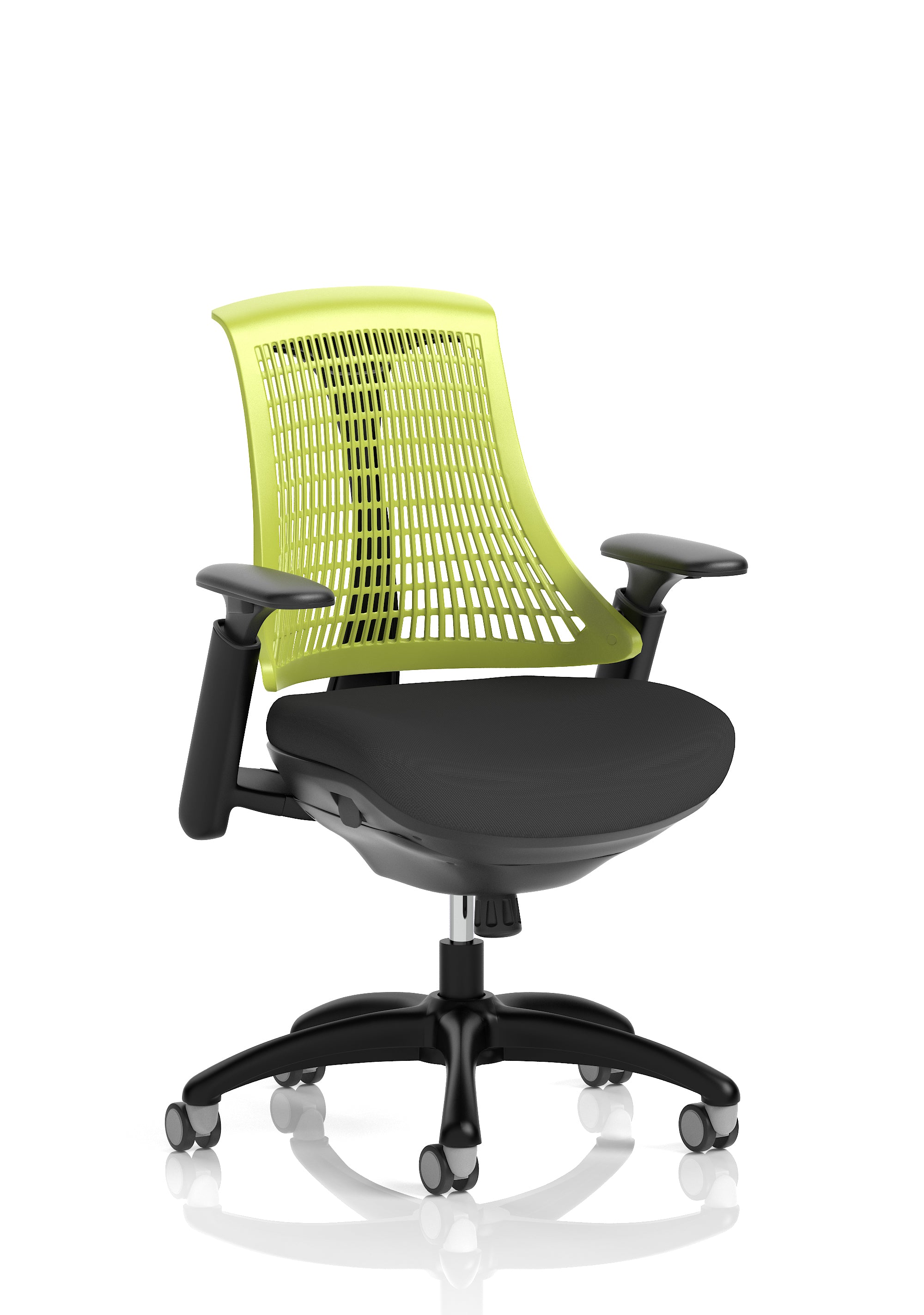 Flex Task Operator Chair Black Frame Black Fabric Seat Green Back