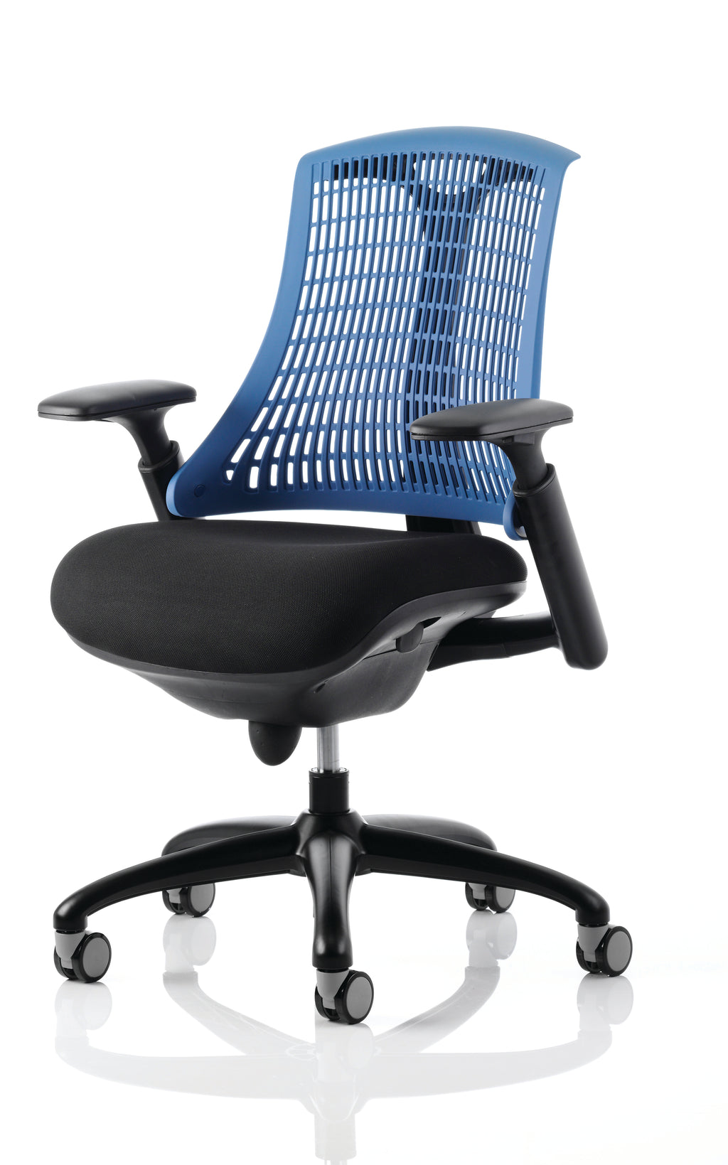 Flex Task Operator Chair Black Frame Black Fabric Seat Blue Back