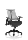 Flex Task Operator Chair Black Frame Black Fabric Seat Grey Back