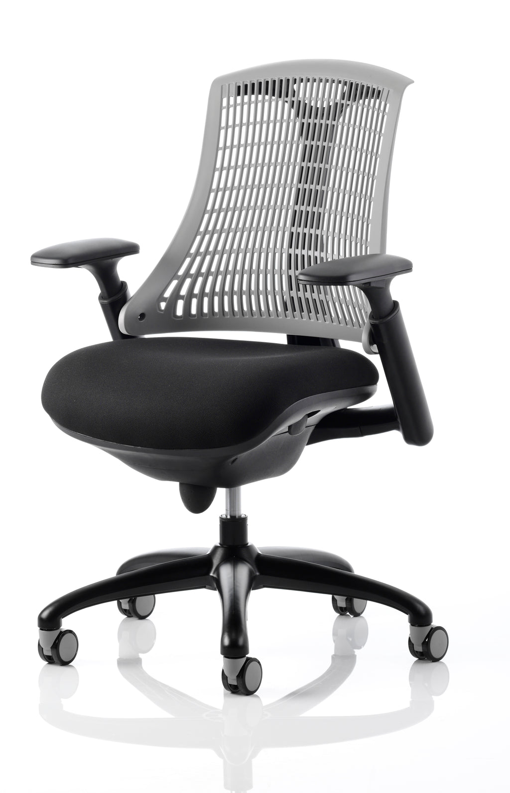 Flex Task Operator Chair Black Frame Black Fabric Seat Grey Back