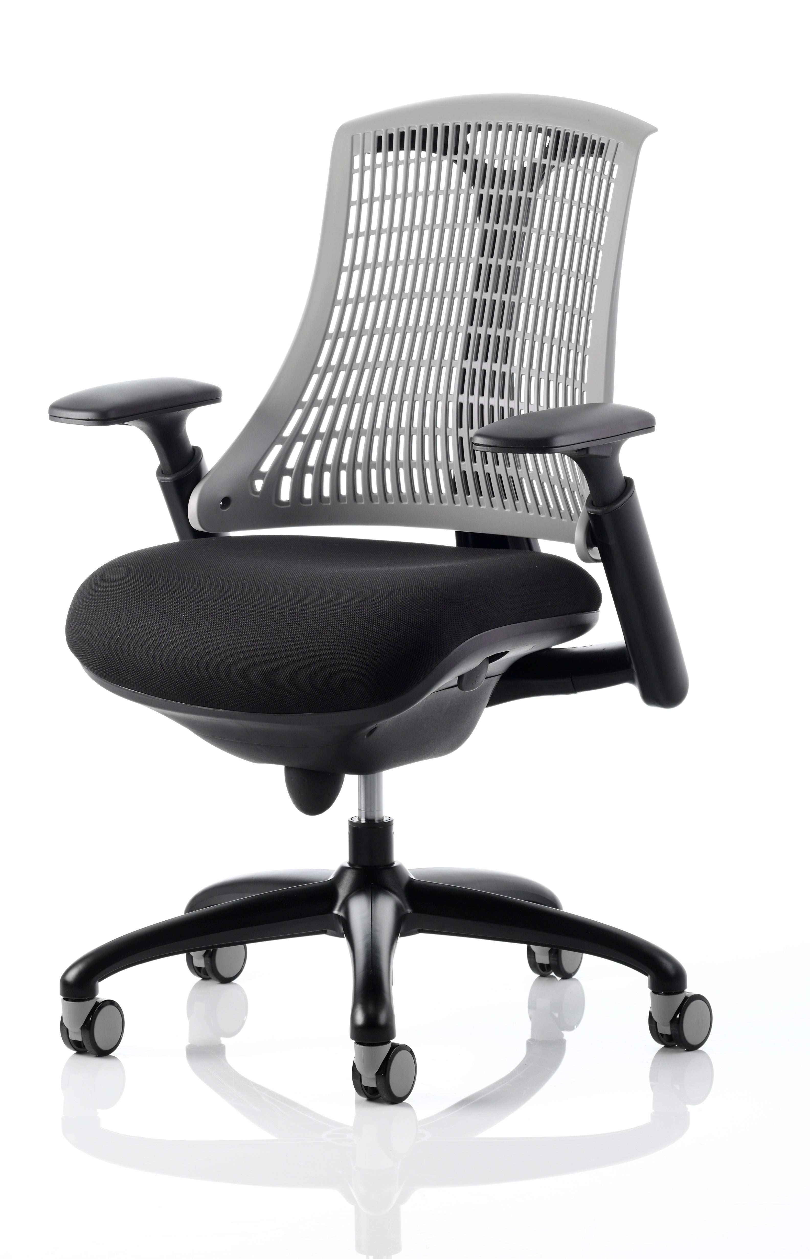 Flex Task Operator Chair Black Frame Black Fabric Seat Grey Back
