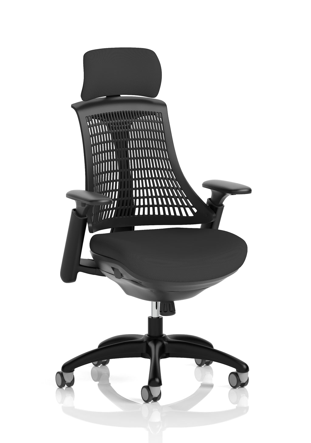 Flex Task Operator Chair Black Frame Black Fabric Seat (With Headrest) Black Back