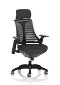 Flex Task Operator Chair Black Frame Black Fabric Seat (With Headrest) Black Back