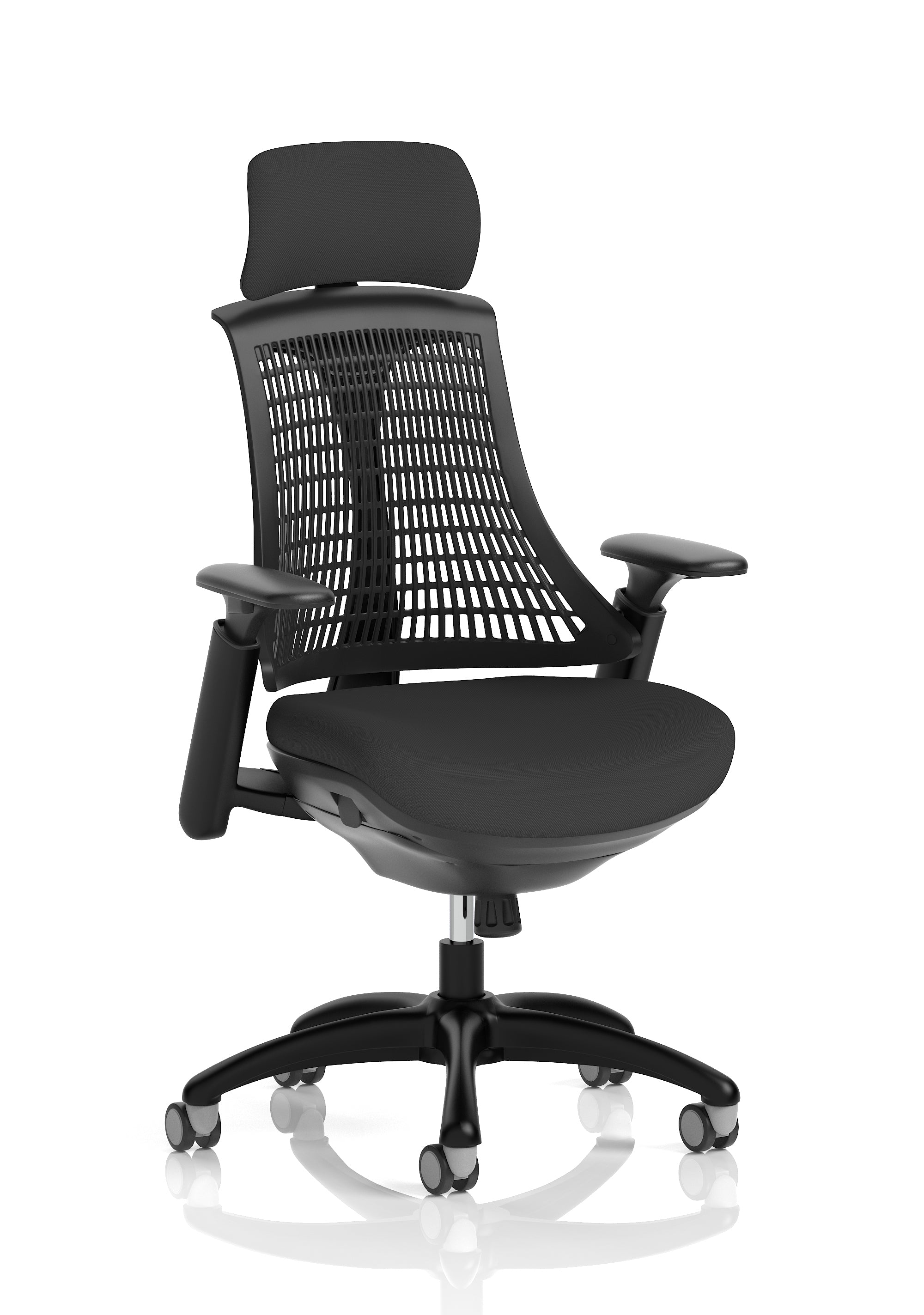 Flex Task Operator Chair Black Frame Black Fabric Seat (With Headrest) Black Back
