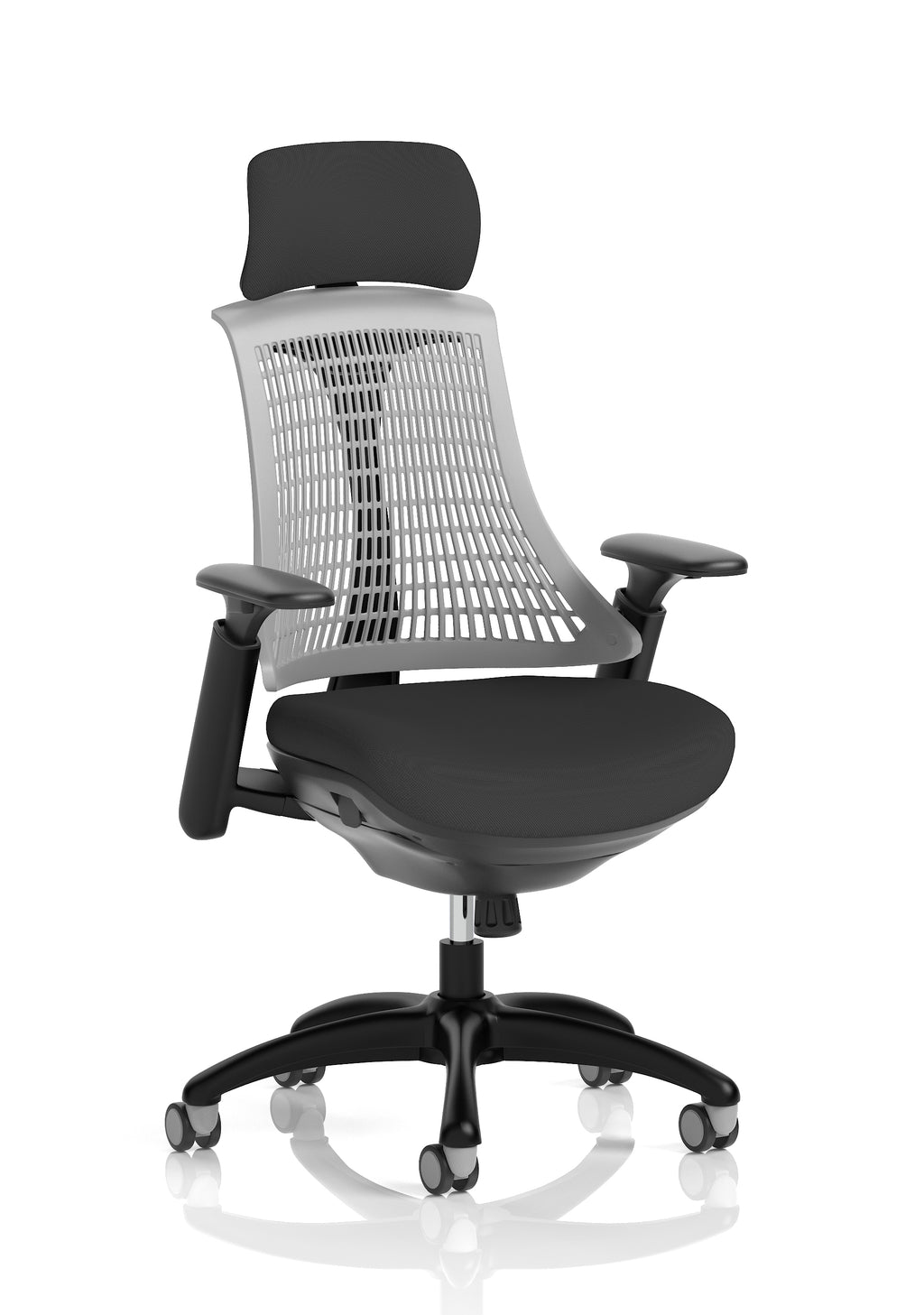Flex Task Operator Chair Black Frame Black Fabric Seat (With Headrest) Grey Back