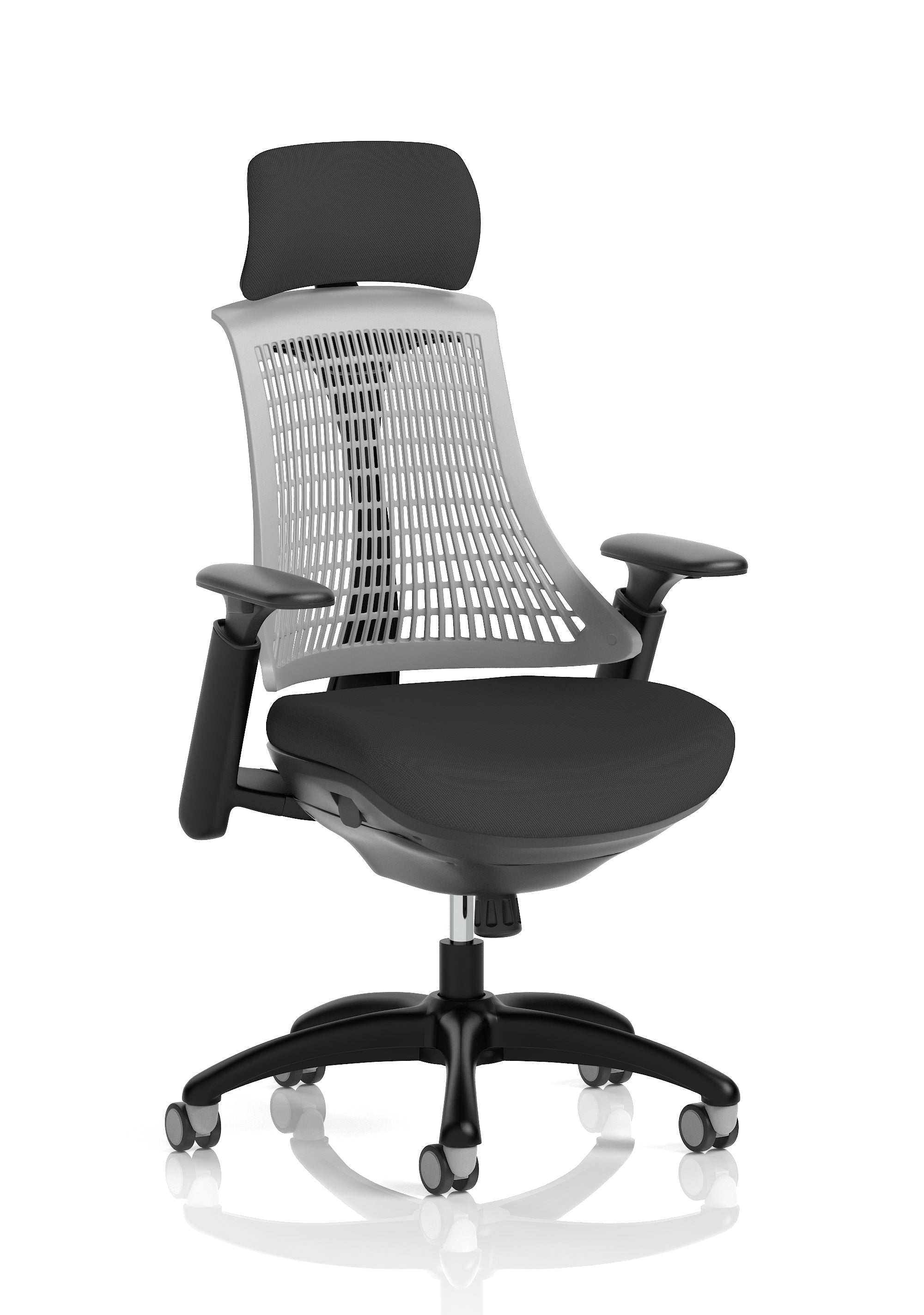 Flex Task Operator Chair Black Frame Black Fabric Seat (With Headrest) Grey Back