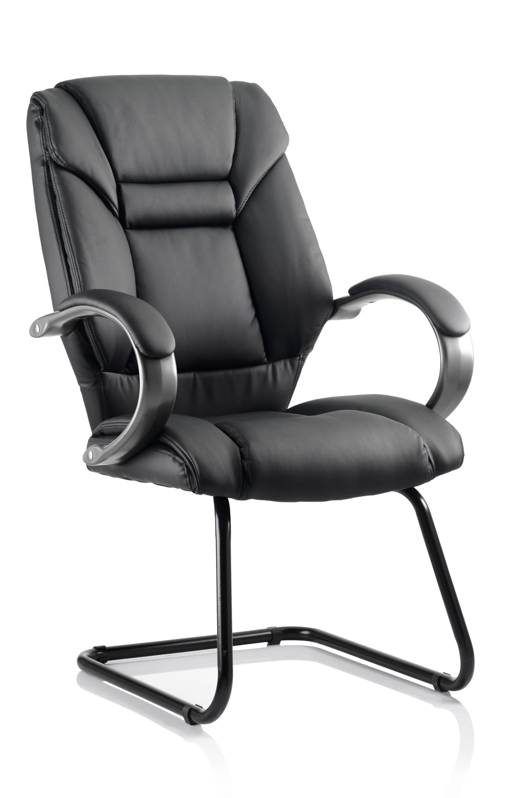 Galloway Cantilever Chair With Arms Black Leather