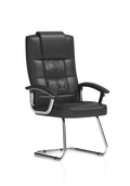 Moore Deluxe Visitor Cantilever Chair Black Leather With Arms