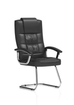 Moore Deluxe Visitor Cantilever Chair Black Leather With Arms