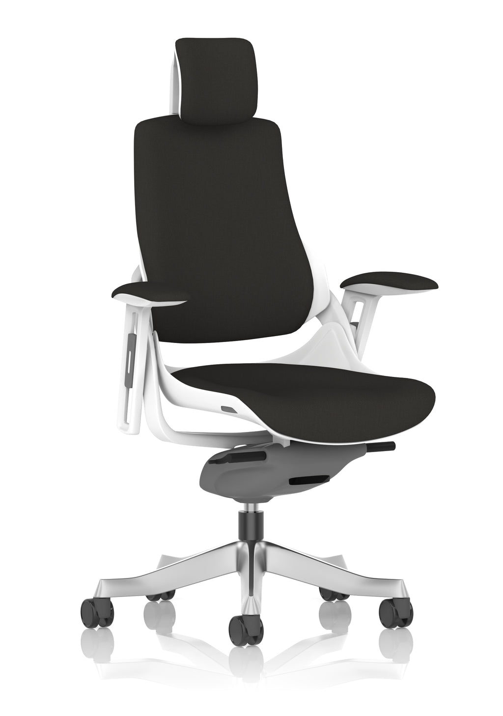 Zure White Shell (With Headrest) Black Fabric