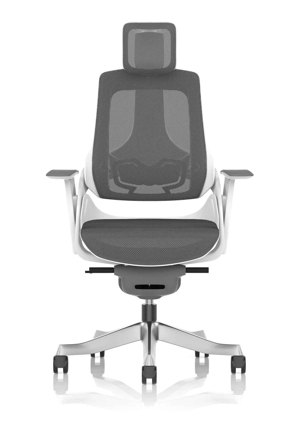 Zure White Shell (With Headrest) Charcoal Mesh