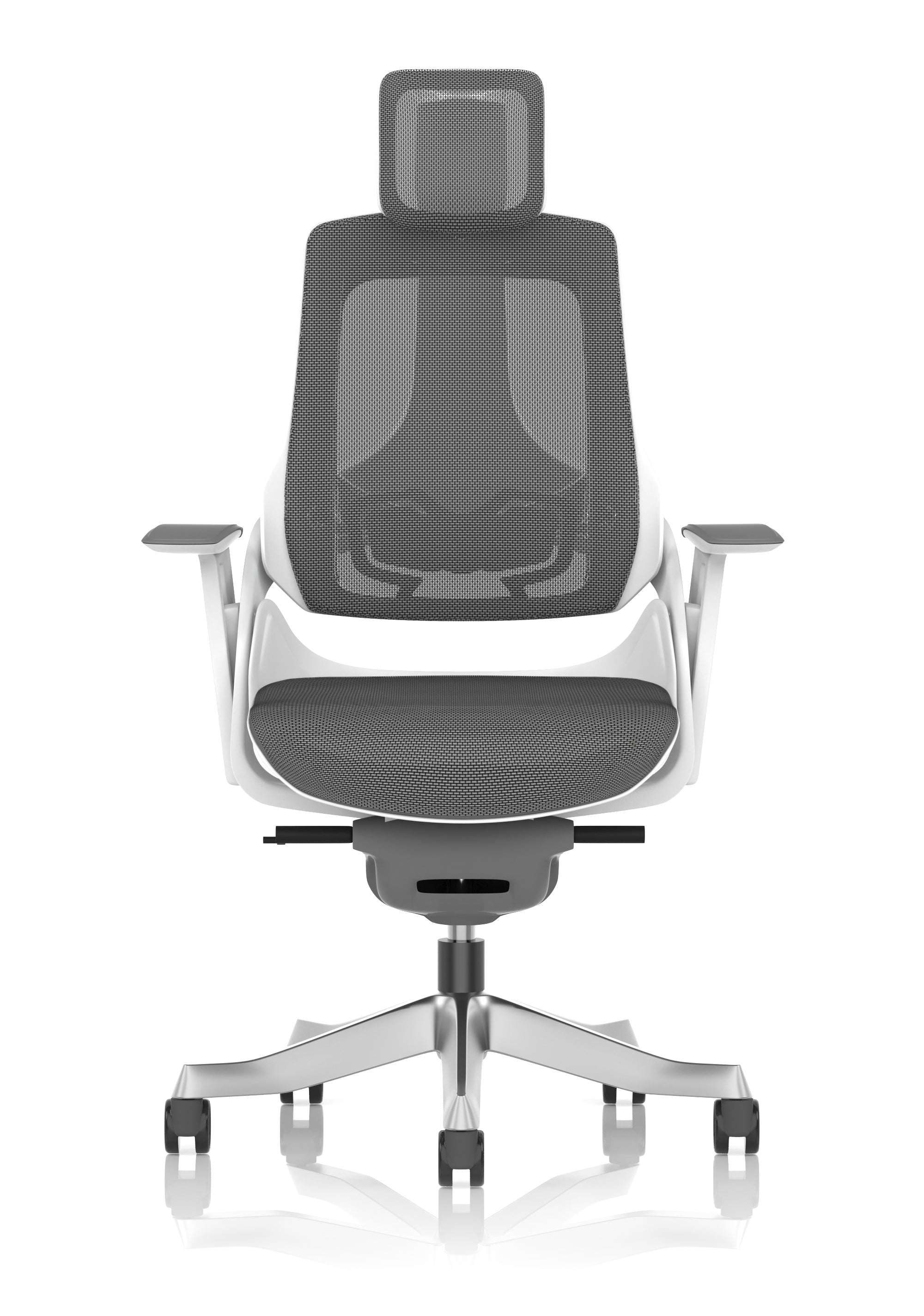 Zure White Shell (With Headrest) Charcoal Mesh