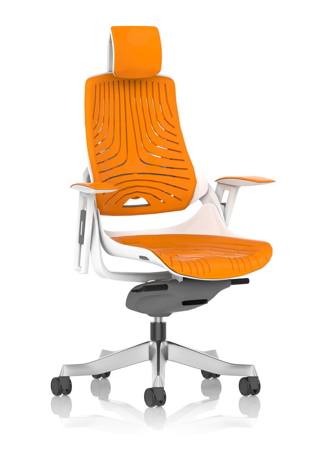 Zure White Shell (With Headrest) Elastomer Gel Orange