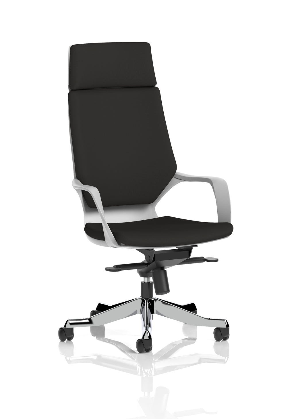 Xenon Executive White Shell High Back (With Headrest) Black Fabric