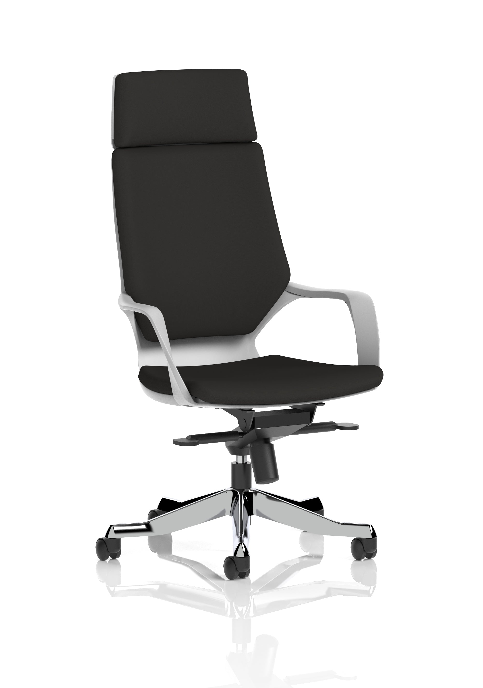 Xenon Executive White Shell High Back (With Headrest) Black Fabric