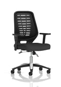 Relay Task Operator Chair Black Back (Adjustable Arms) Black Airmesh Seat
