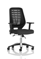 Relay Task Operator Chair Black Back (Adjustable Arms) Black Airmesh Seat