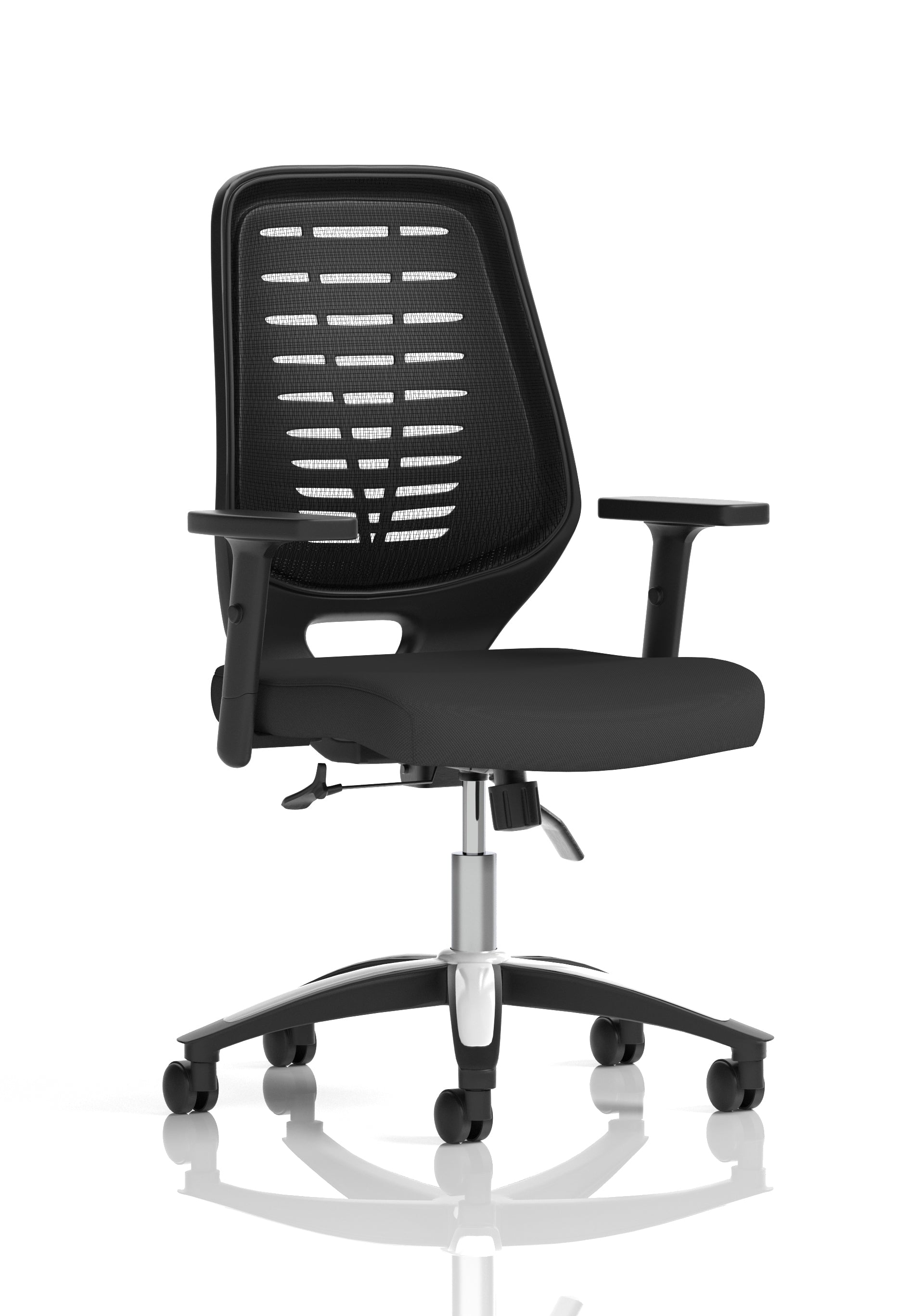 Relay Task Operator Chair Black Back (Adjustable Arms) Black Airmesh Seat