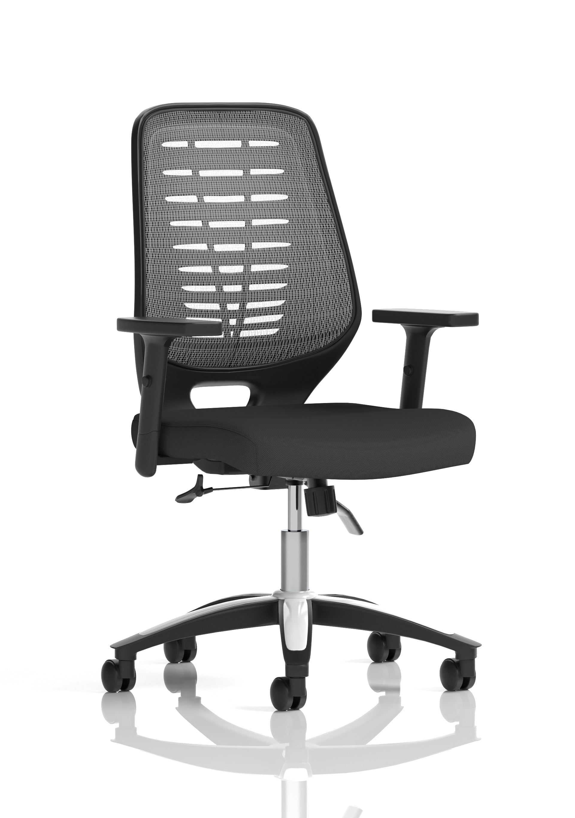 Relay Task Operator Chair Silver Back (Adjustable Arms) Black Airmesh Seat