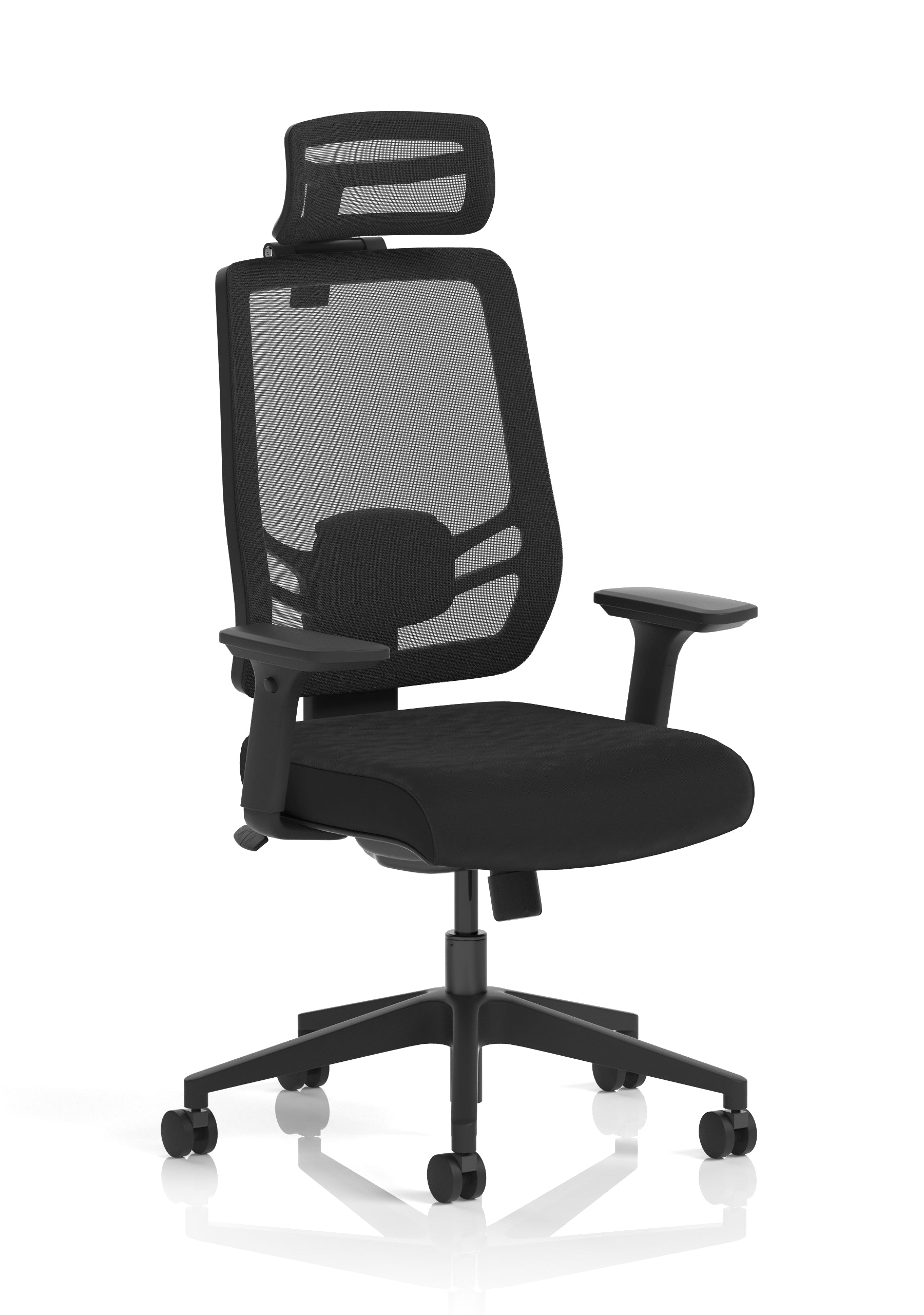 Ergo Twist Mesh Back Ergonomic Task Operator (Adjustable Arms) (With Headrest) Black Fabric Seat