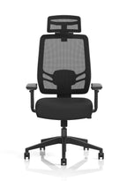 Ergo Twist Mesh Back Ergonomic Task Operator (Adjustable Arms) (With Headrest) Black Fabric Seat