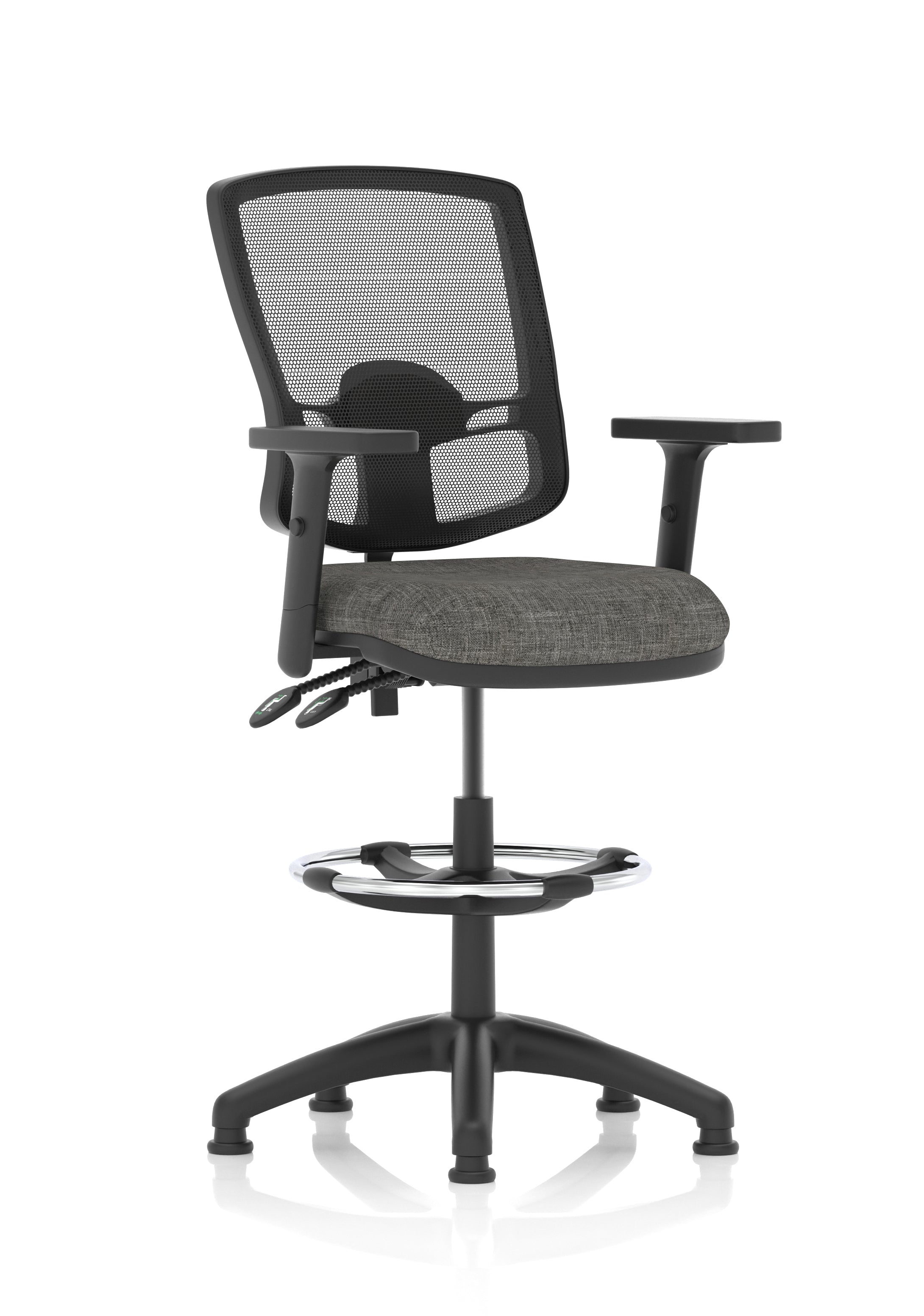 Eclipse Plus II Deluxe Mesh Ergonomic Chair With High Rise Draughtsman Kit (Adjustable Arms) Charcoal