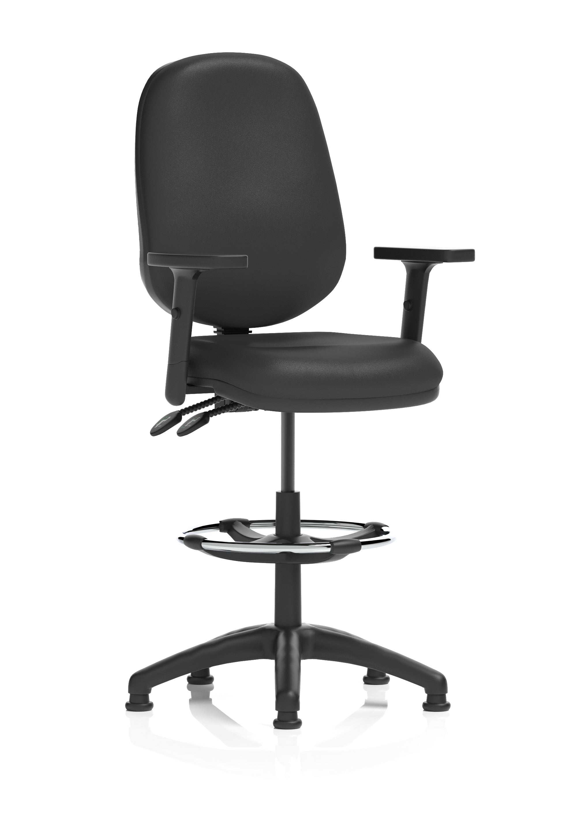 Eclipse Plus II Ergonomic Chair With High Rise Draughtsman Kit (Adjustable Arms) Black Bonded Leather