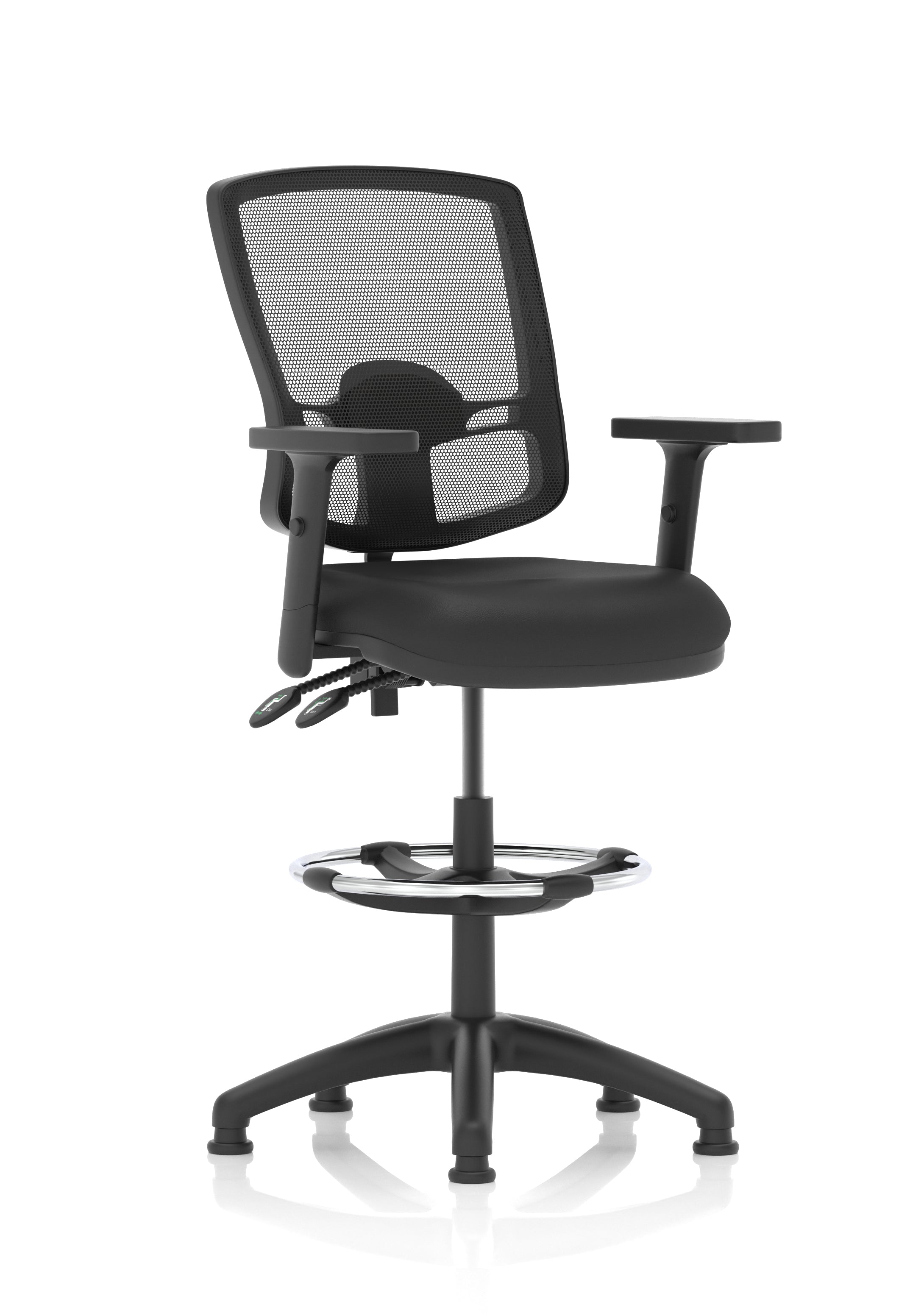 Eclipse Plus II Deluxe Mesh Ergonomic Chair With High Rise Draughtsman Kit (Adjustable Arms) Black Bonded Leather
