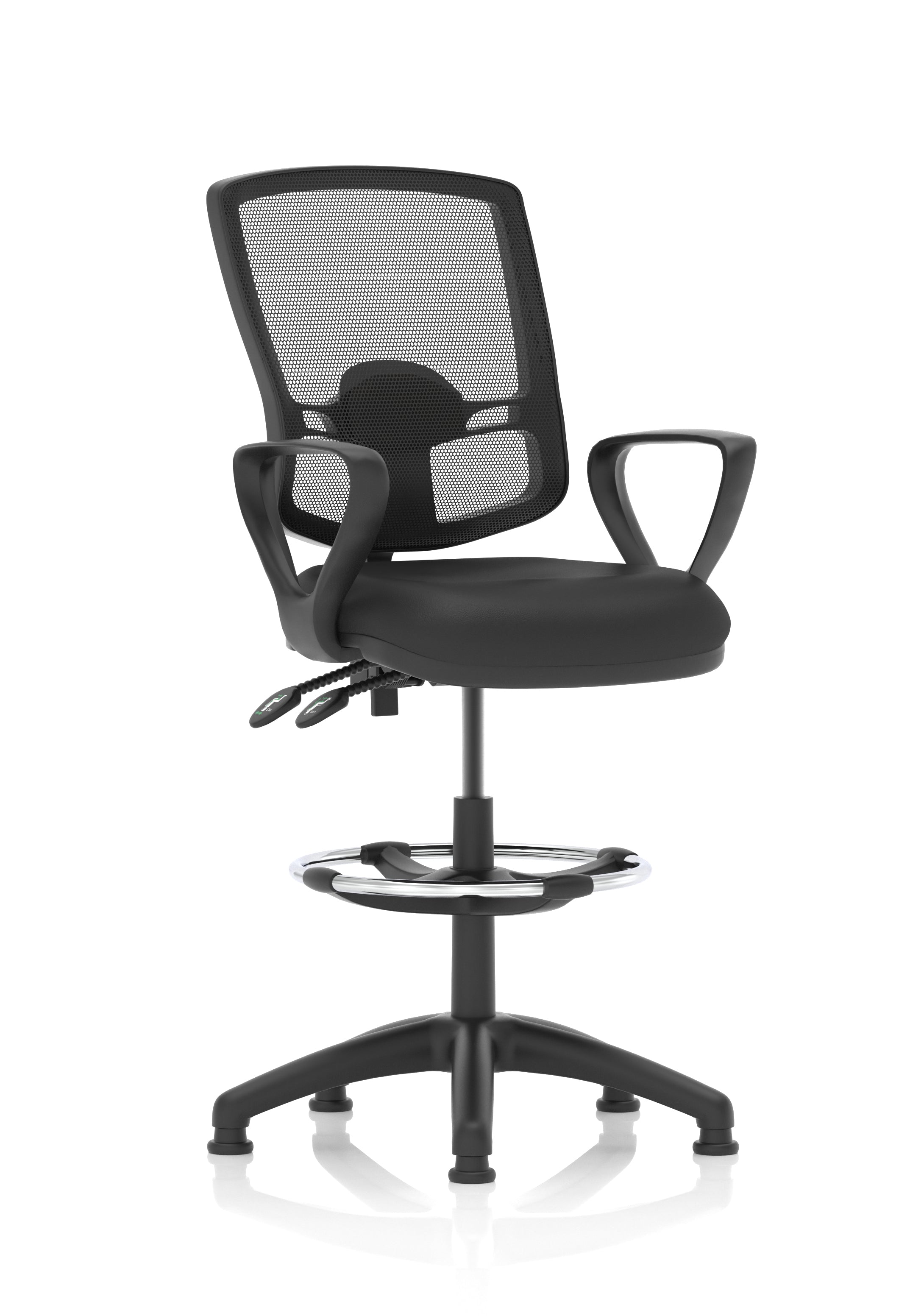 Eclipse Plus II Deluxe Mesh Ergonomic Chair With High Rise Draughtsman Kit (Loop Arms) Black Bonded Leather