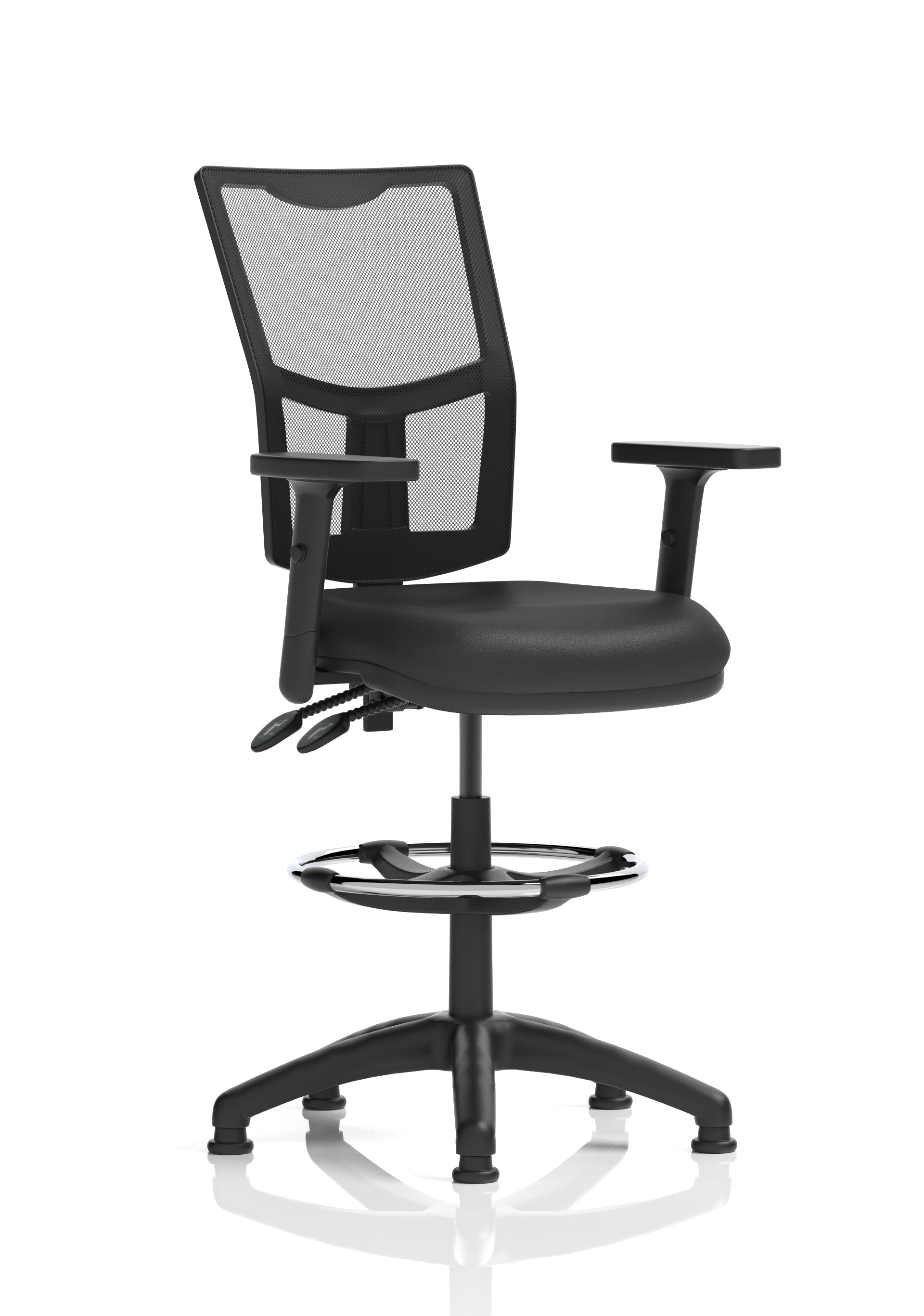 Eclipse Plus II Mesh Ergonomic Chair With High Rise Draughtsman Kit (Adjustable Arms) Black Bonded Leather