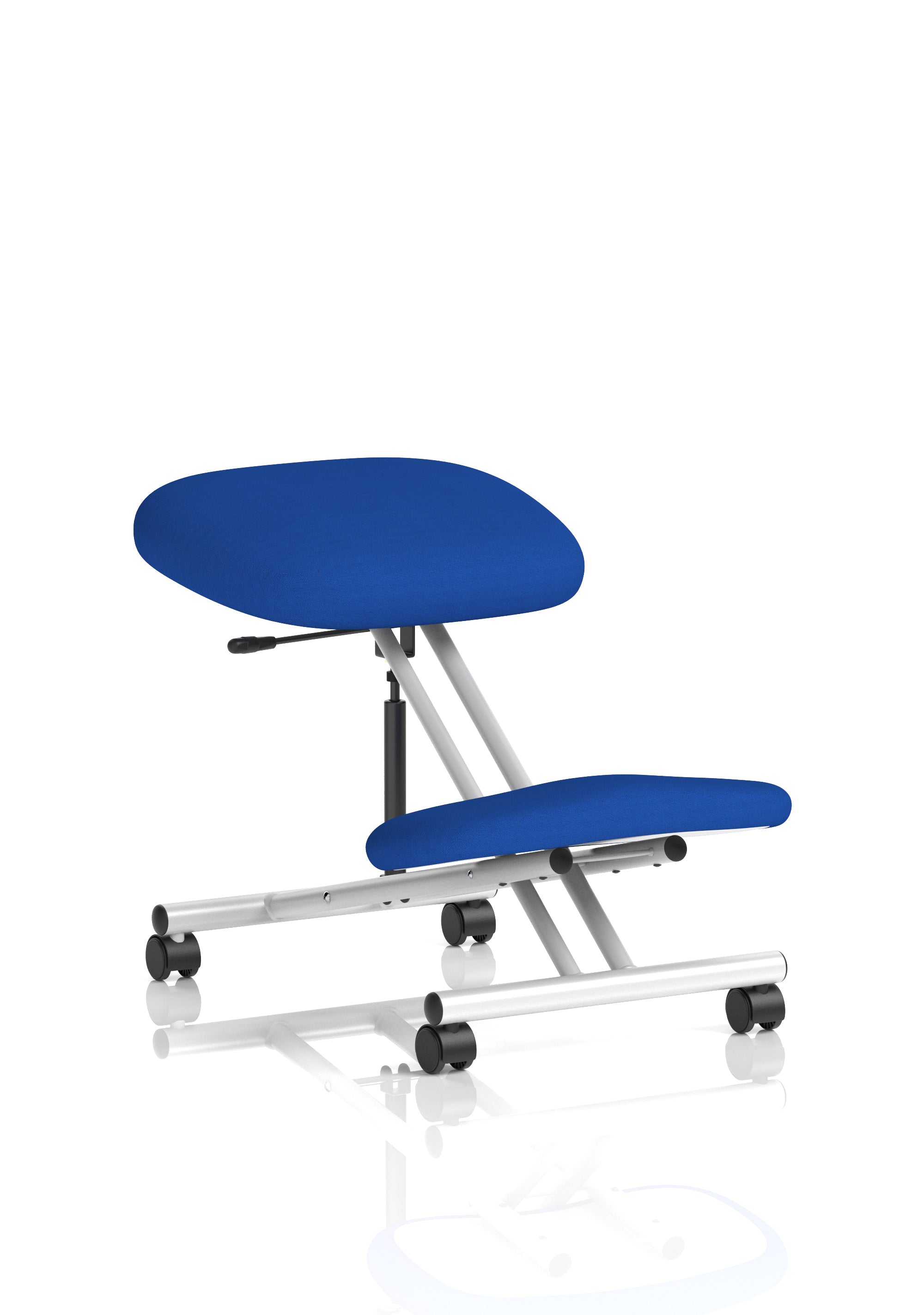 Kneeling Stool Silver Frame Bespoke Colour Stevia Blue