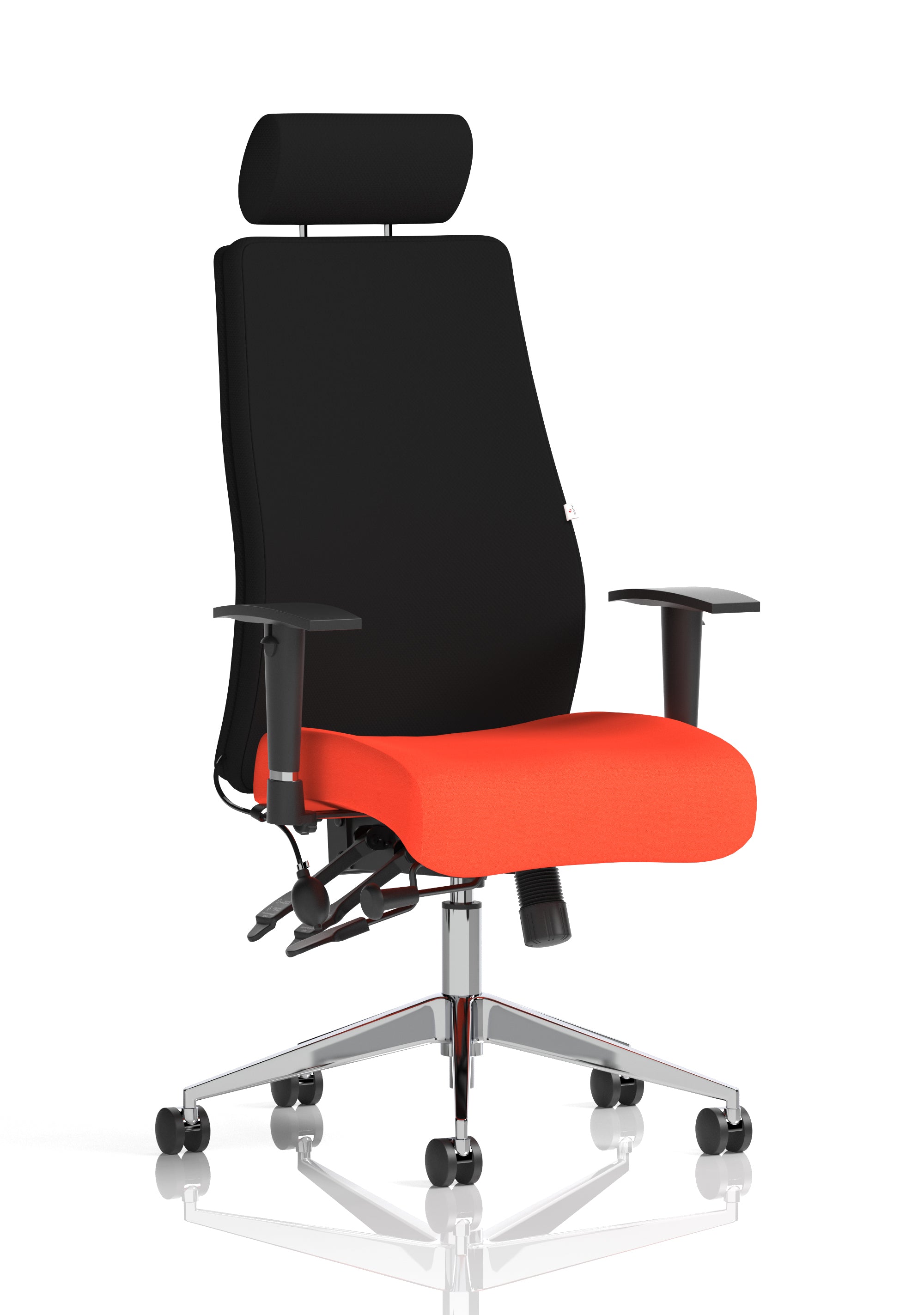 Onyx Ergo Posture Chair (Adjustable Arms) (With Headrest) Tabasco Orange