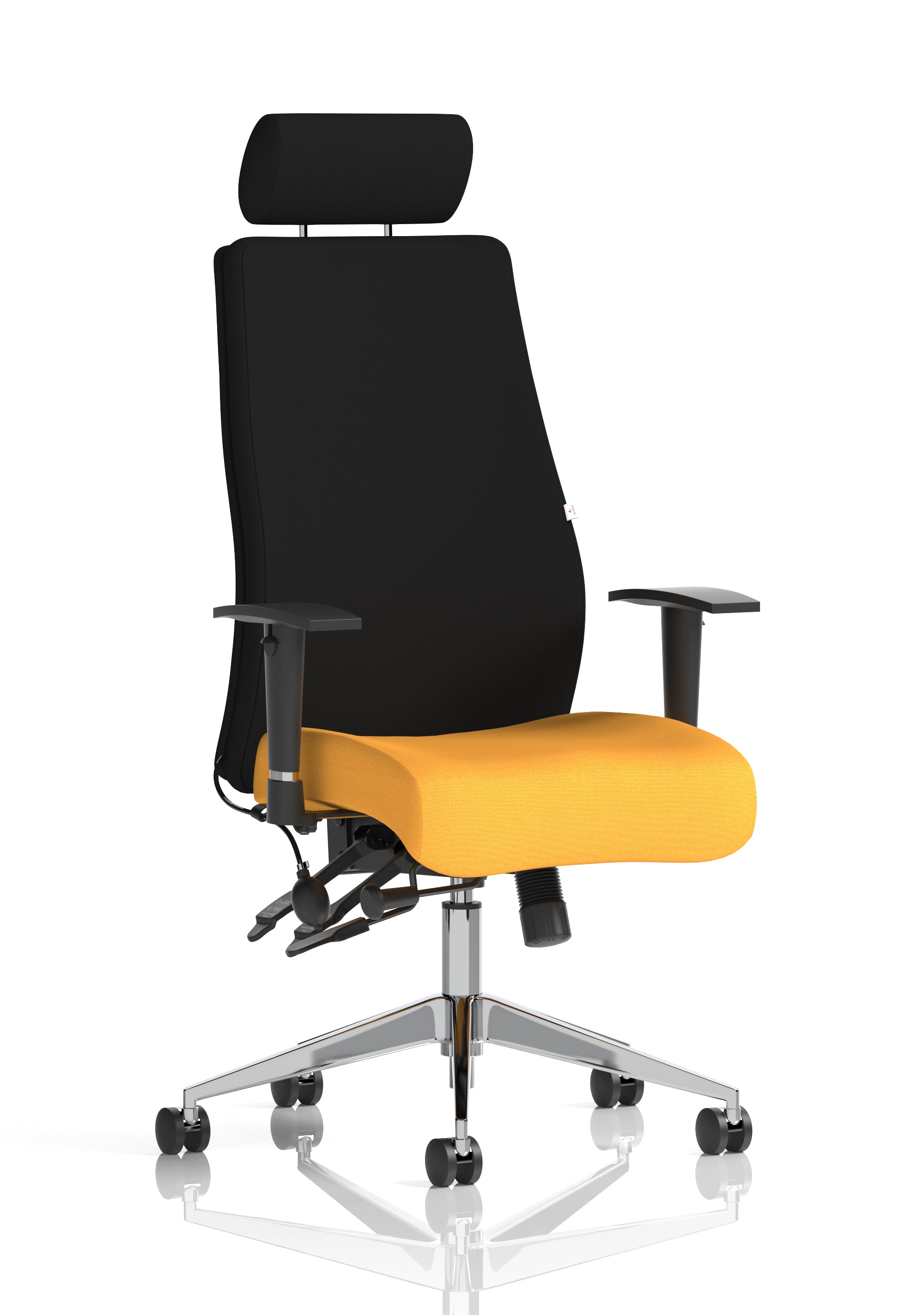 Onyx Ergo Posture Chair (Adjustable Arms) (With Headrest) Senna Yellow
