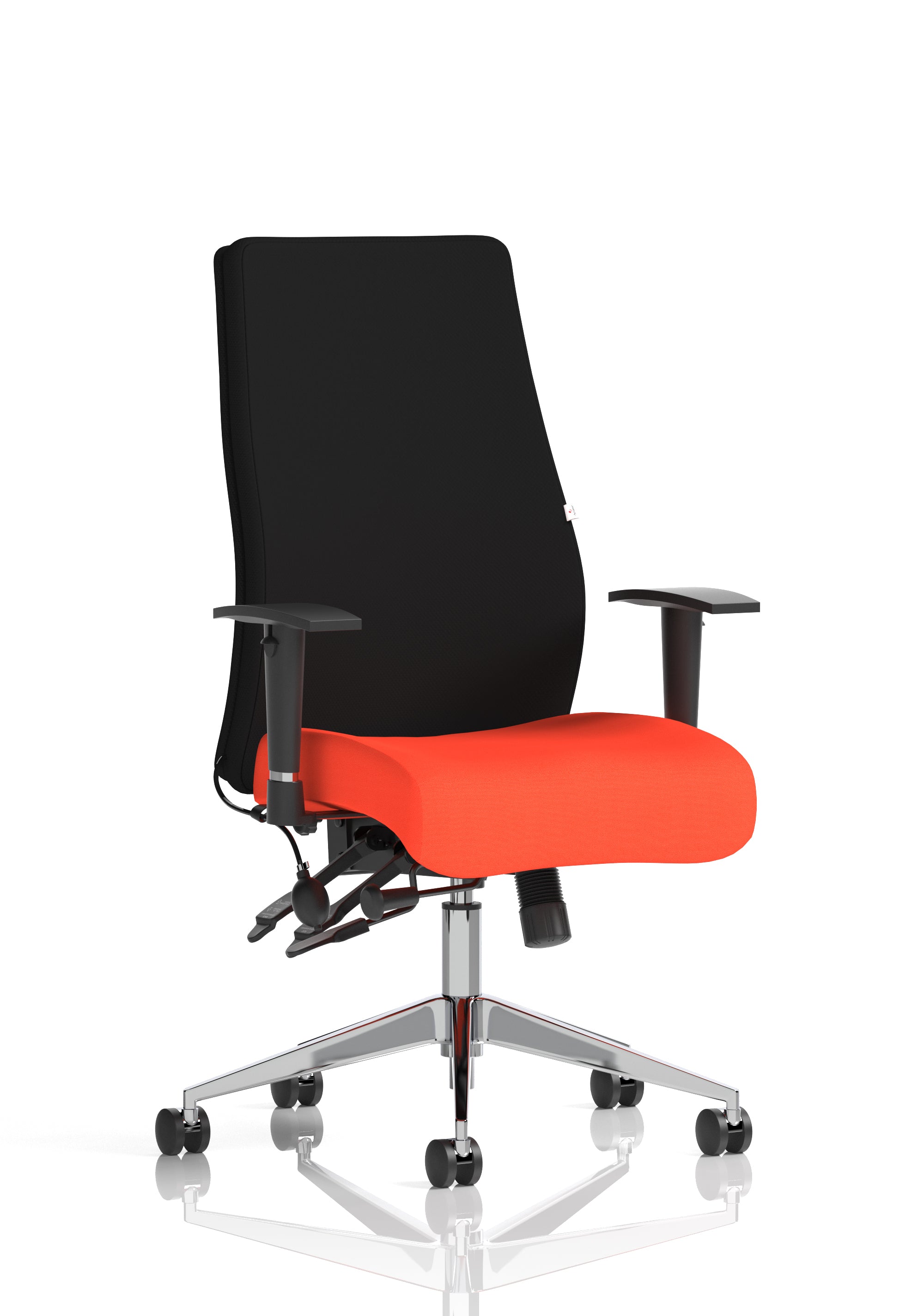 Onyx Ergo Posture Chair With Height Adjustable Arms Without Headrest Bespoke Colour Seat Tabasco Orange