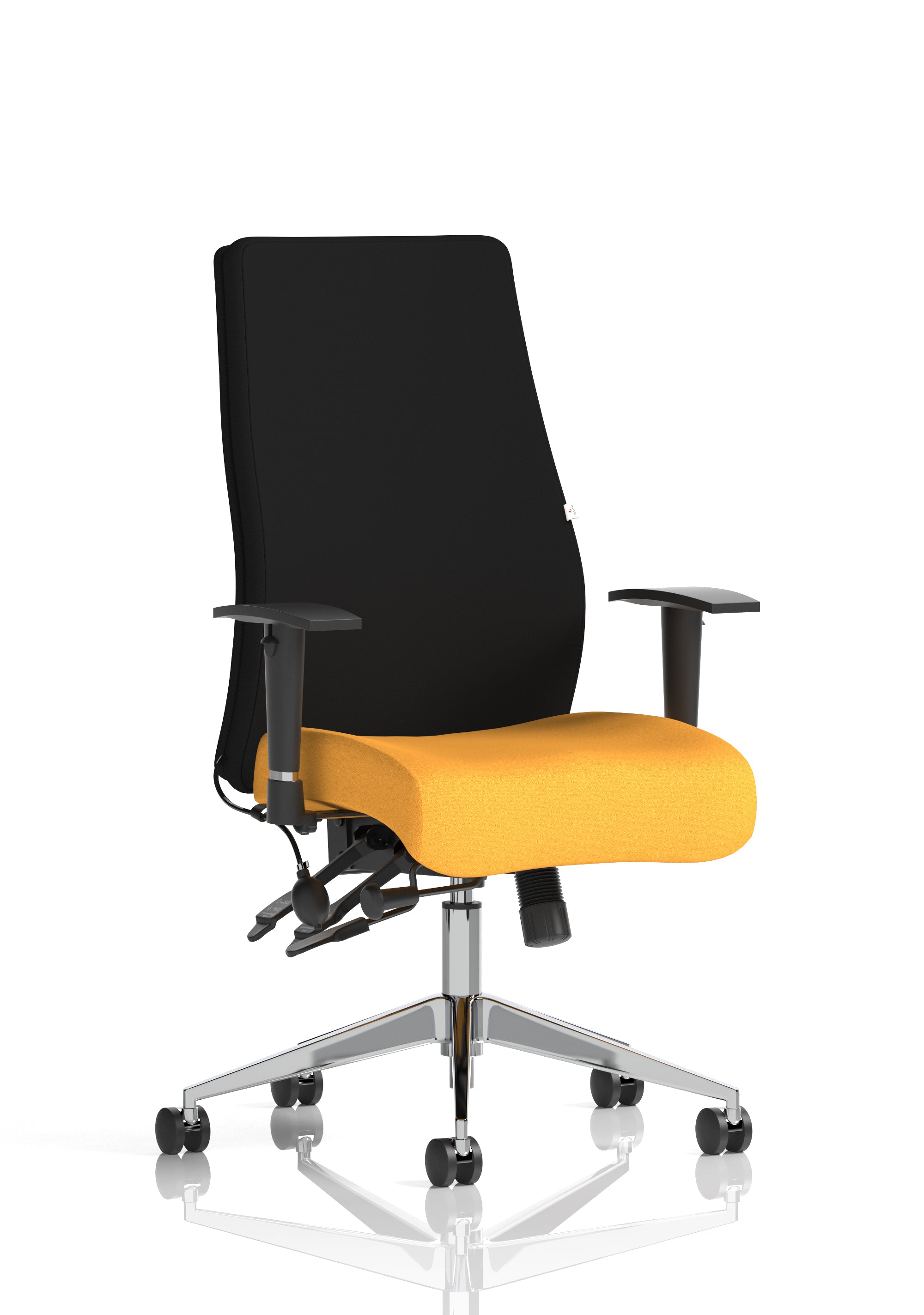 Onyx Ergo Posture Chair With Height Adjustable Arms Without Headrest Bespoke Colour Seat Senna Yellow