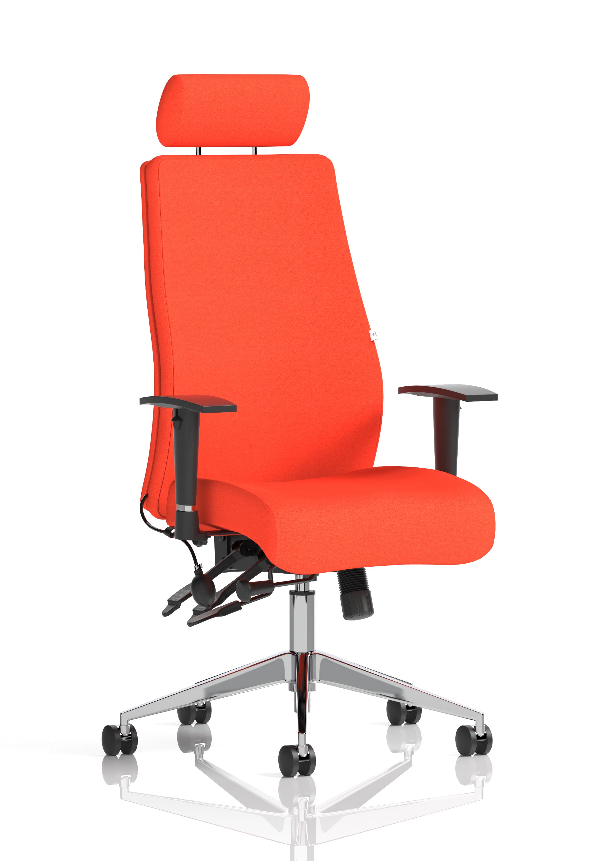 Onyx Ergo Posture Chair (Adjustable Arms) (With Headrest) (Back & Seat) Tabasco Orange